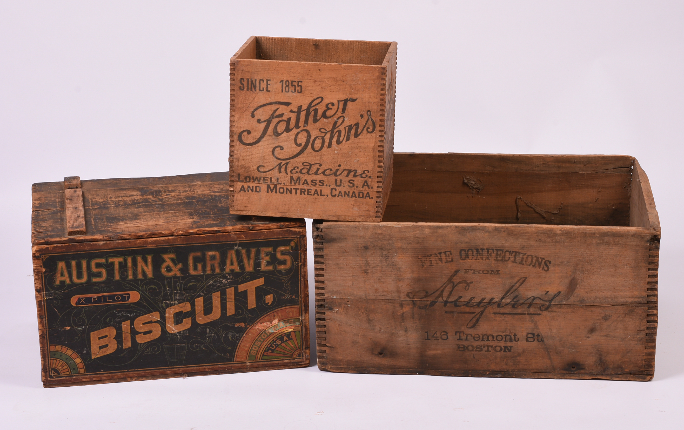 Three Vintage Advertising Crates.