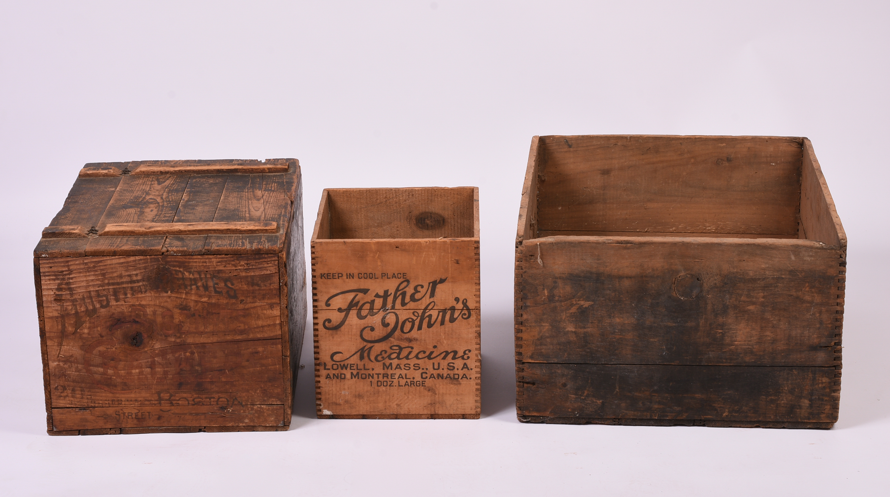 Three Vintage Advertising Crates.
