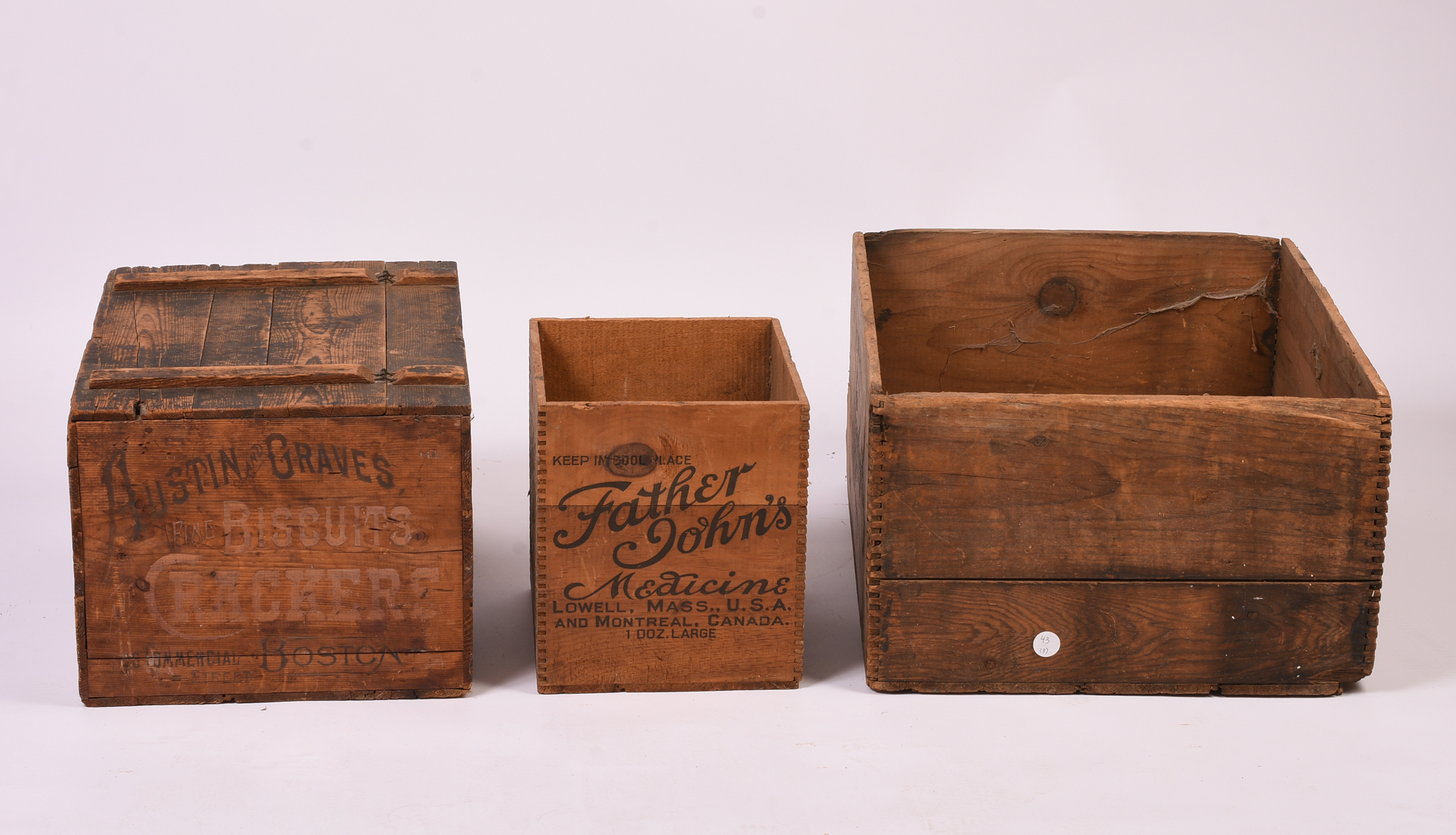 Three Vintage Advertising Crates.