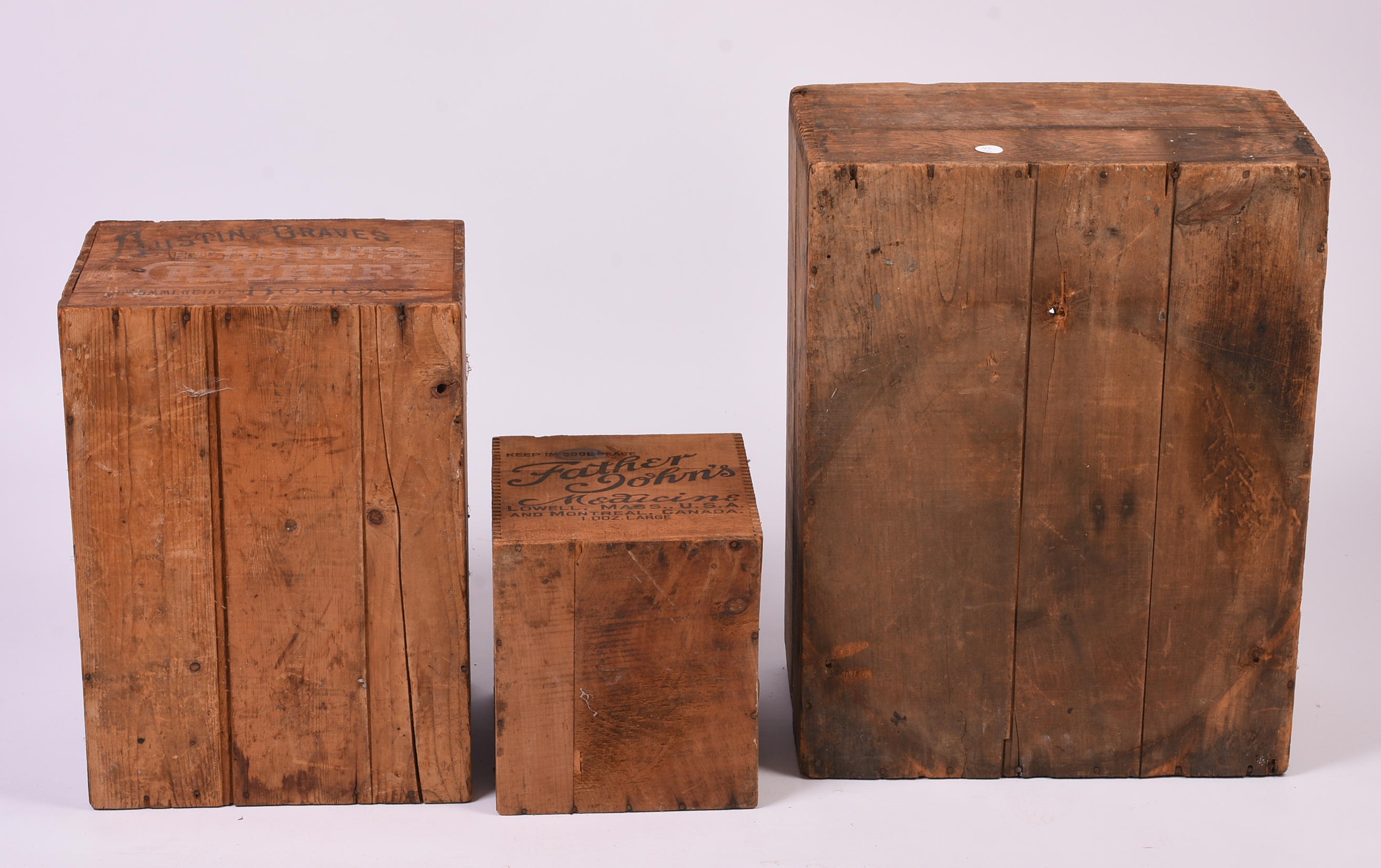 Three Vintage Advertising Crates.