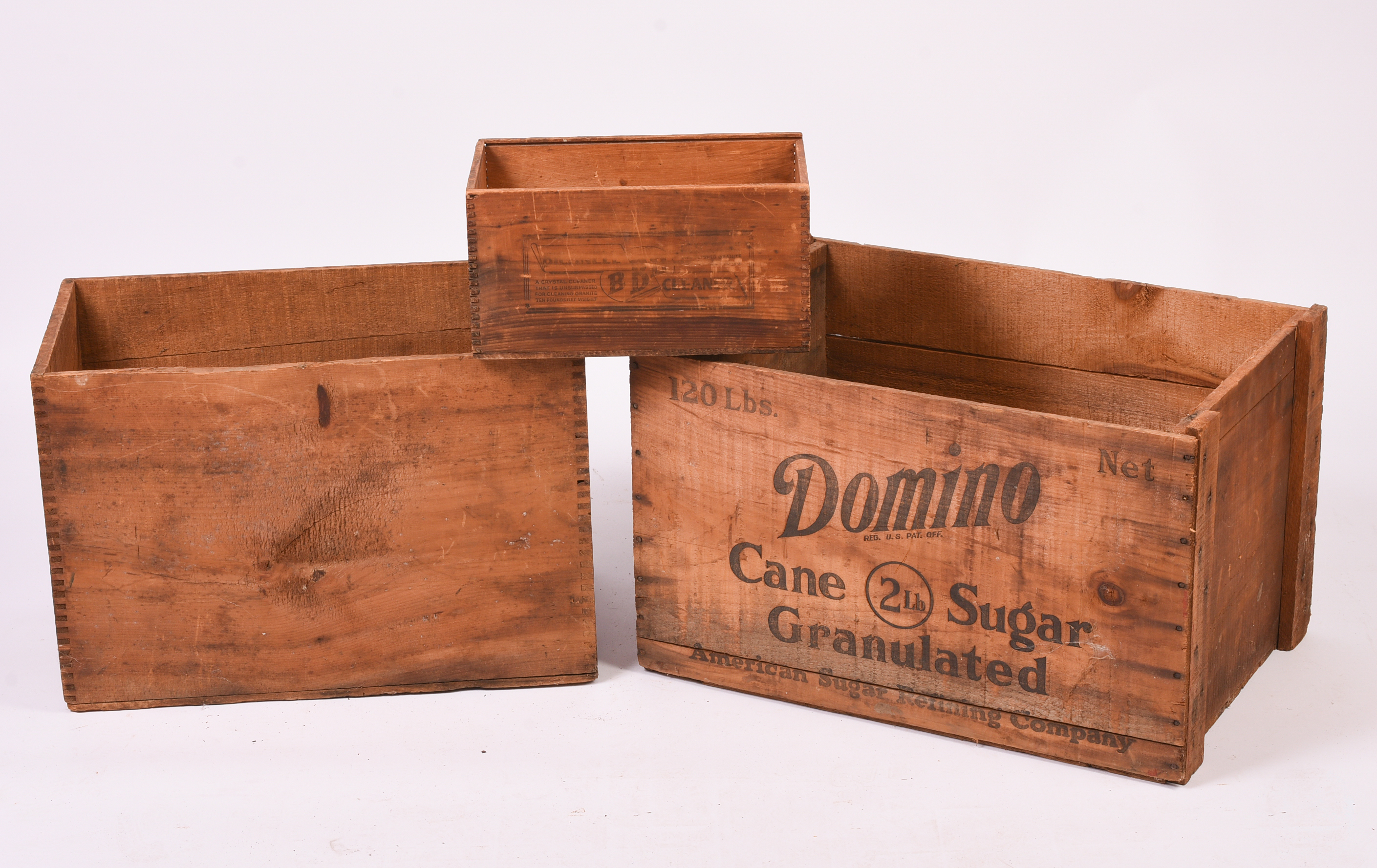 Three Antique Advertising Crates.