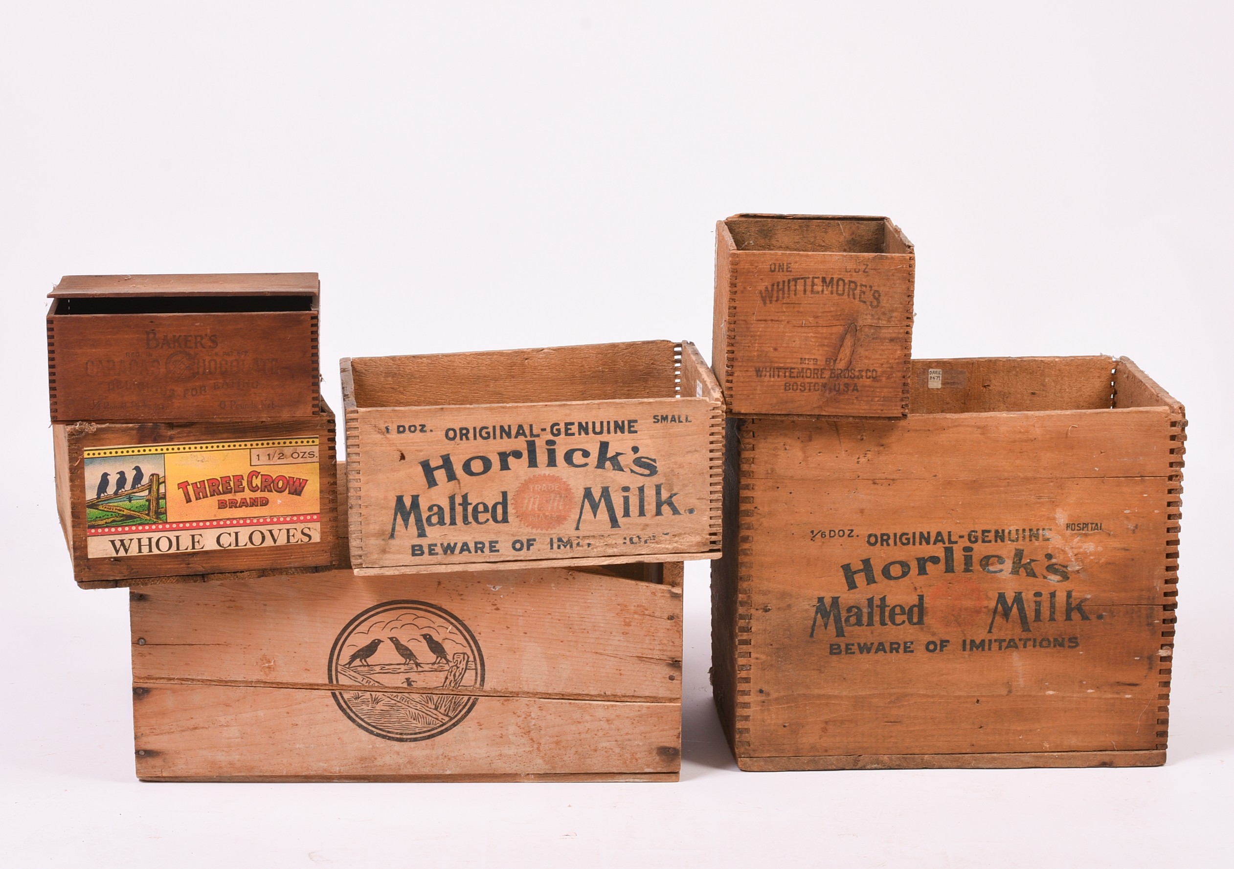 Three Antique Advertising Crates.