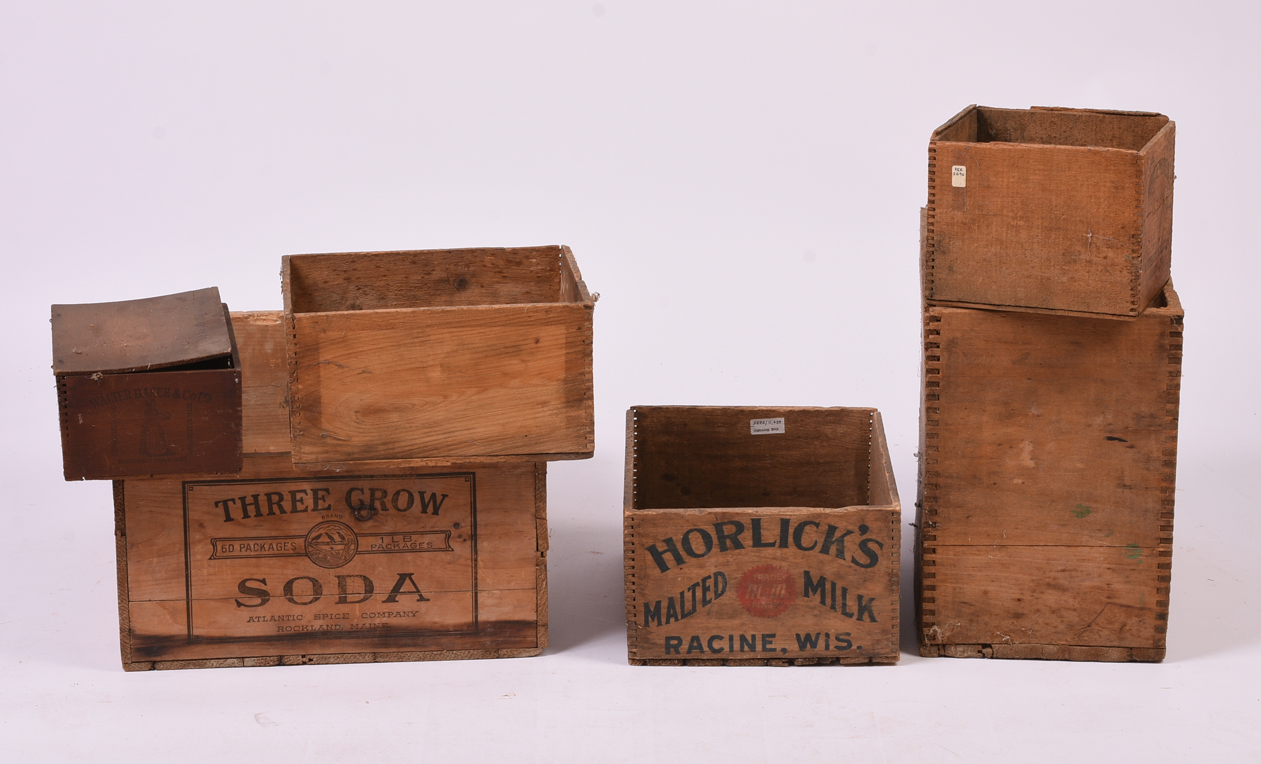 Six Vintage Advertising Crates.