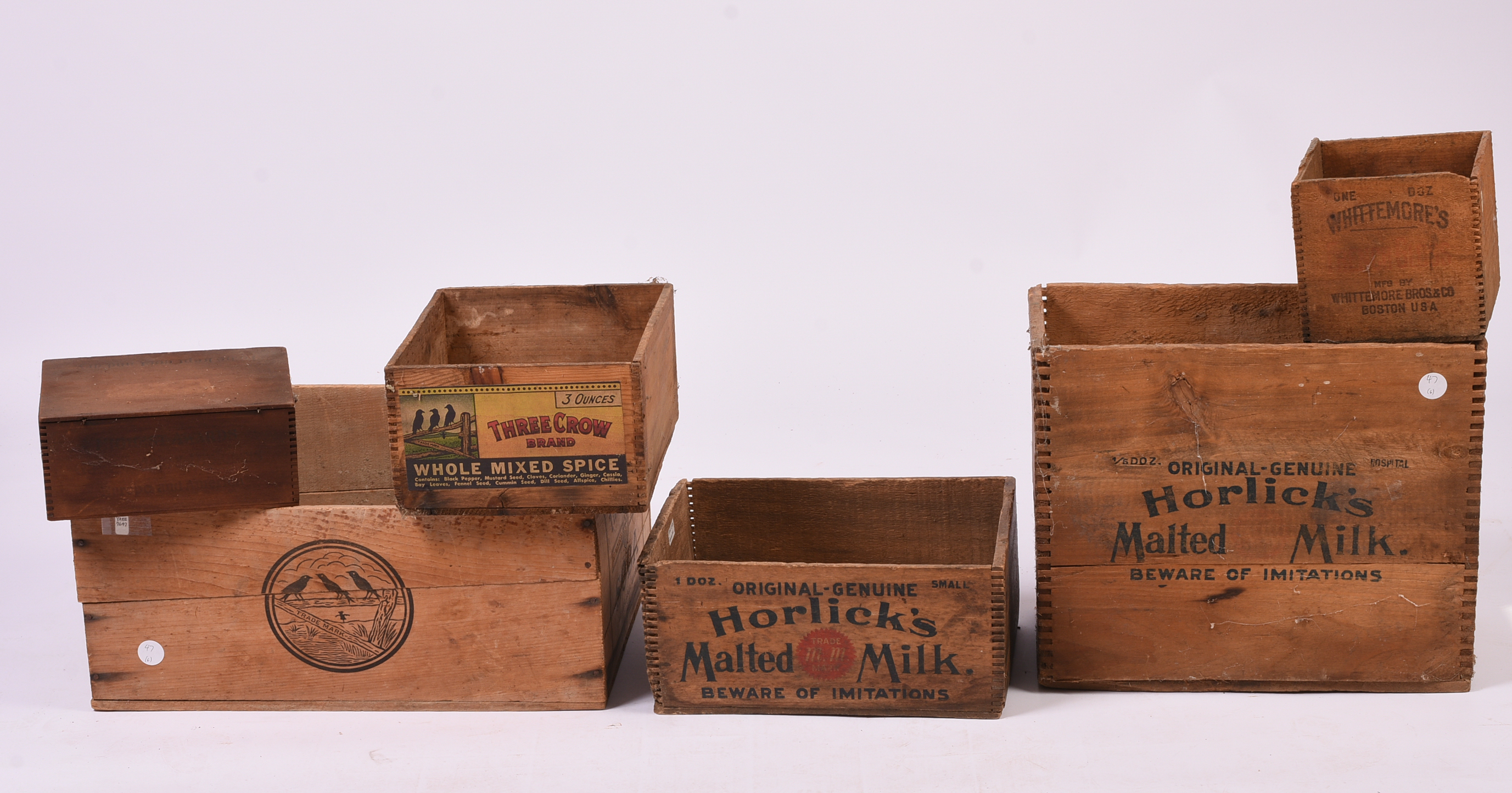 Six Vintage Advertising Crates.