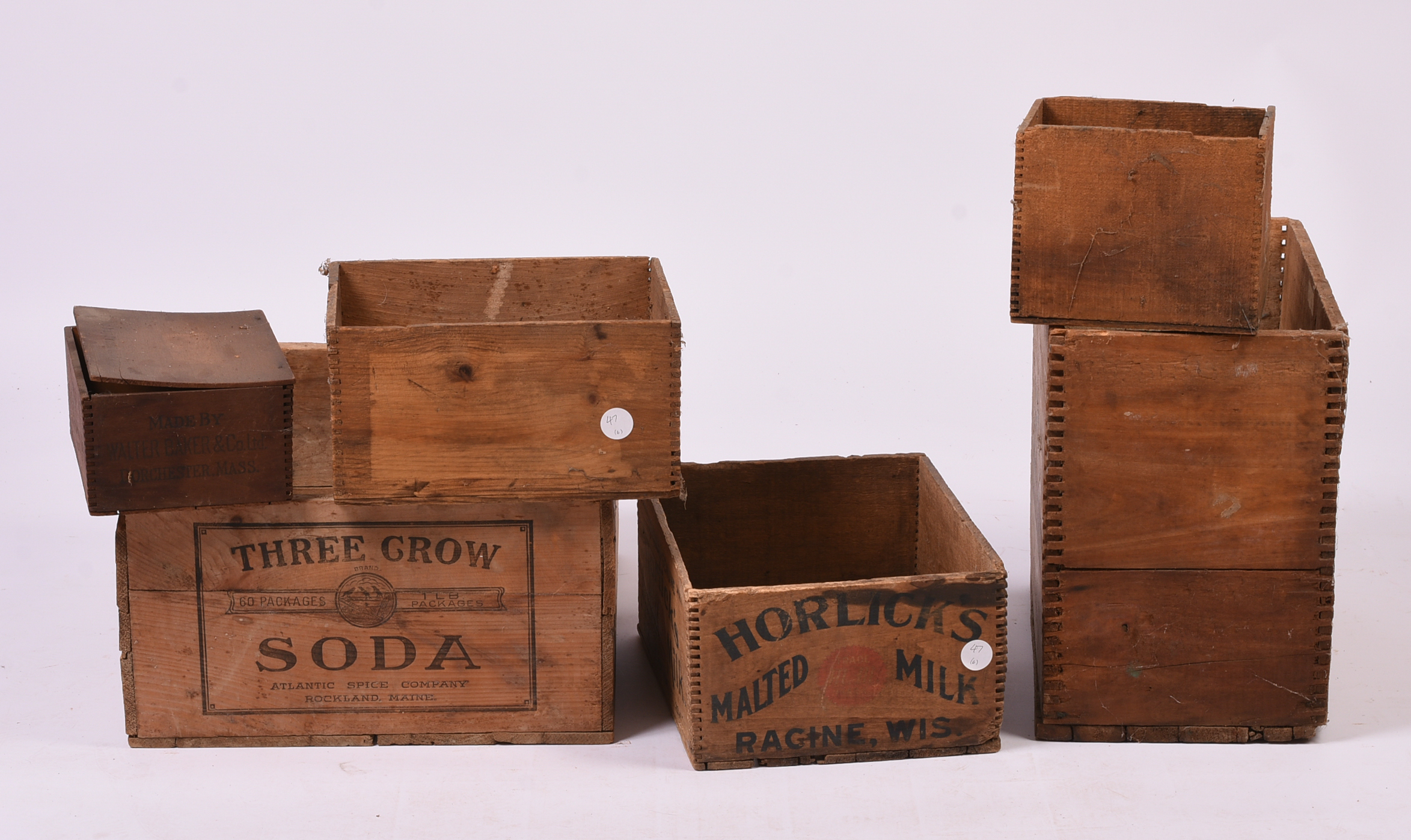 Six Vintage Advertising Crates.