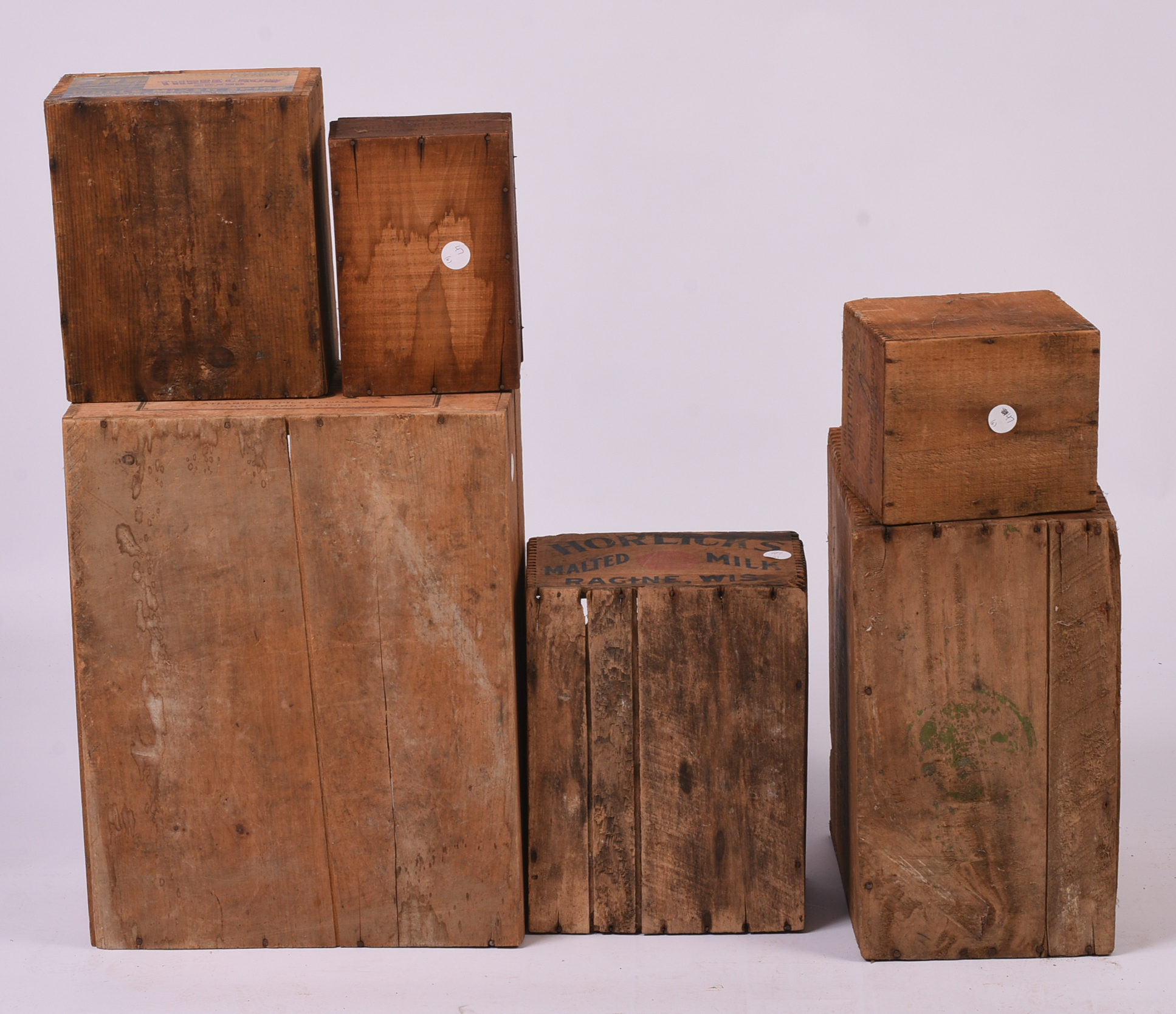 Six Vintage Advertising Crates.