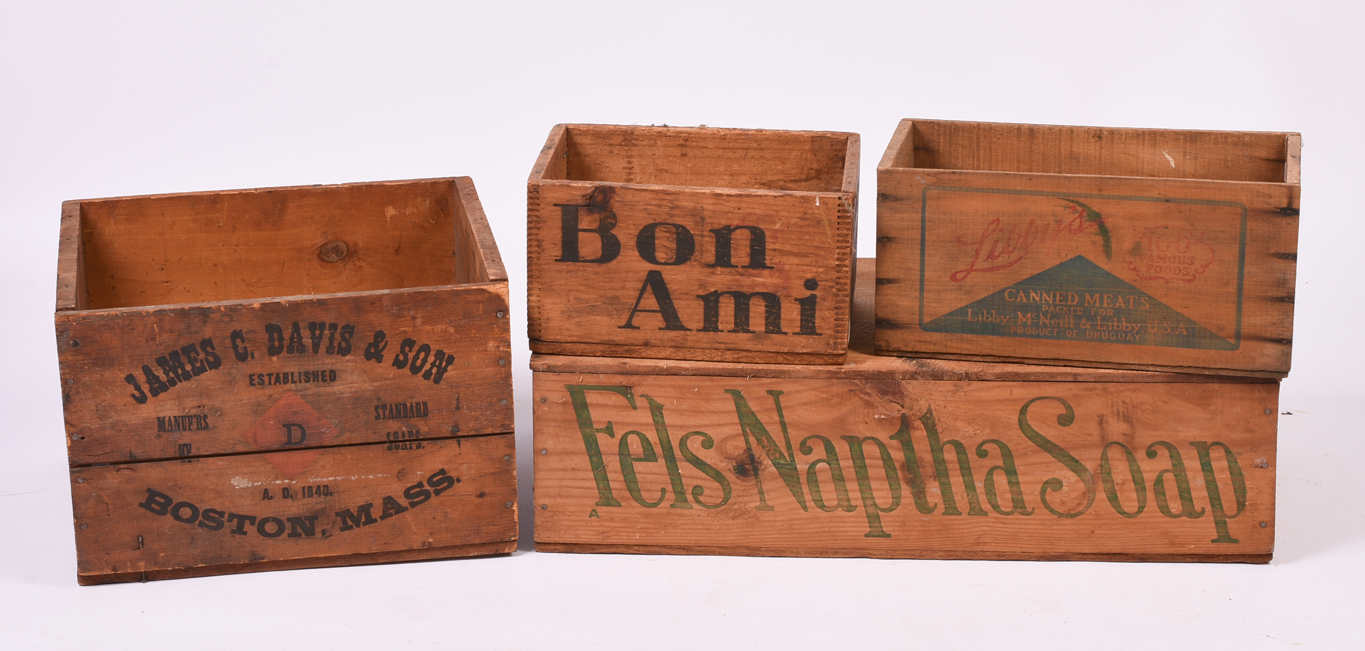 Three Cleaning Supplies Vintage Advertising Crates.