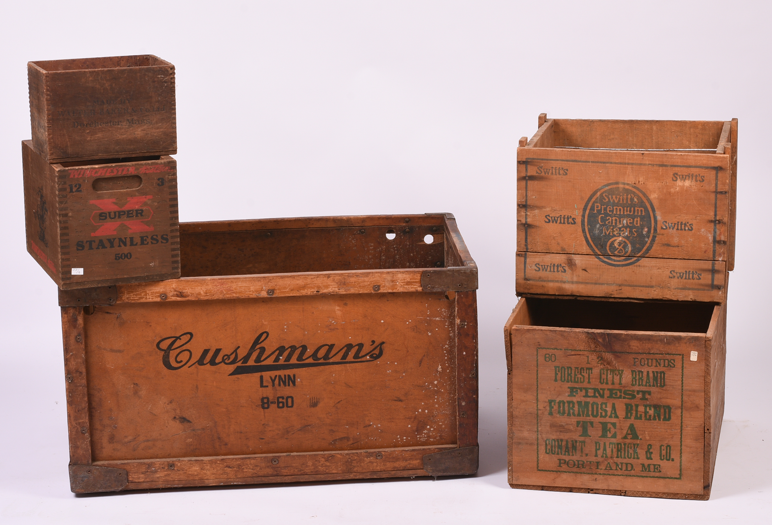 Five Vintage Advertising Crates.