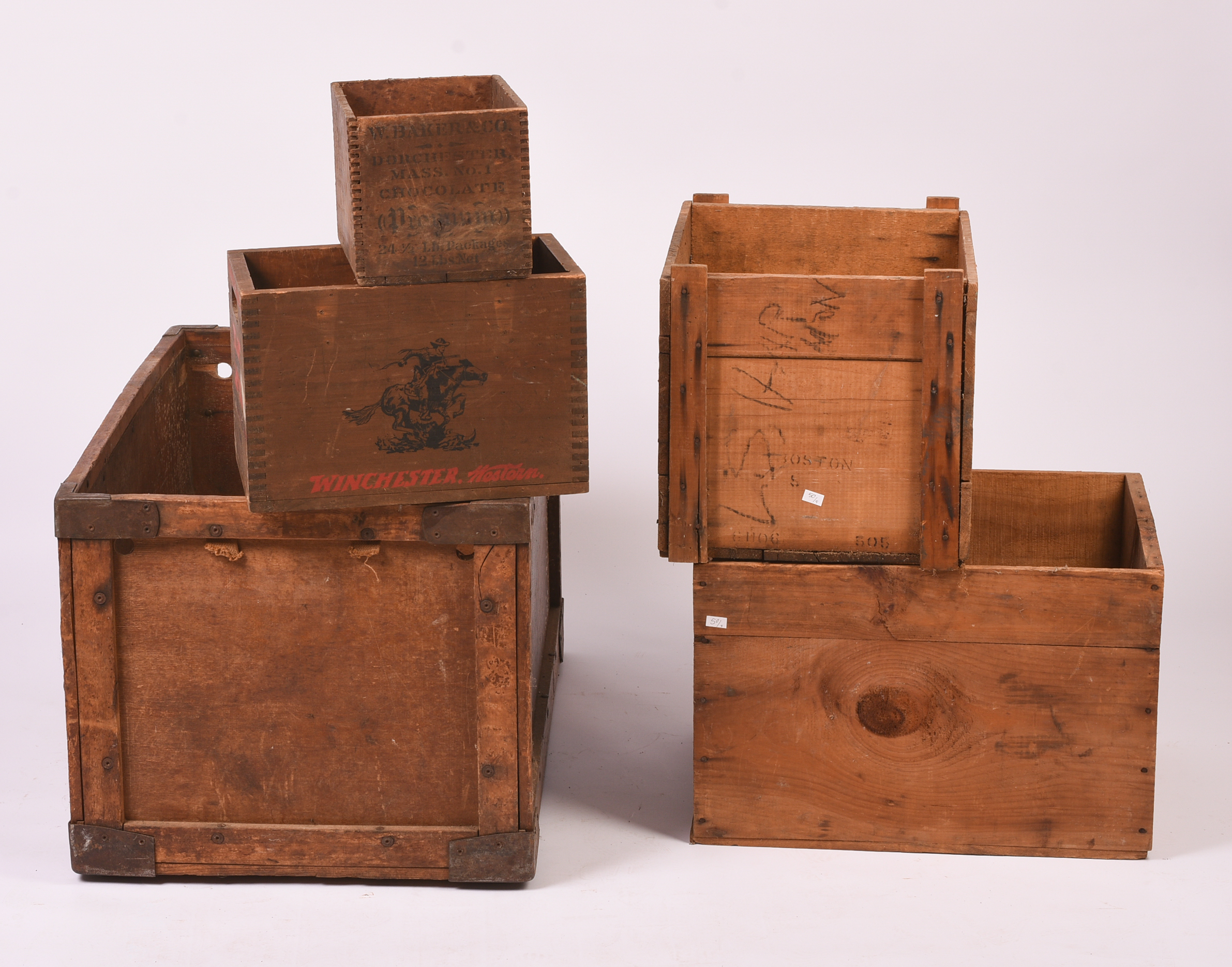 Five Vintage Advertising Crates.