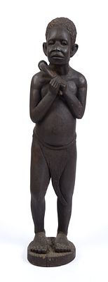 African Carved Sculpture of a Boy. Height 45 inches.