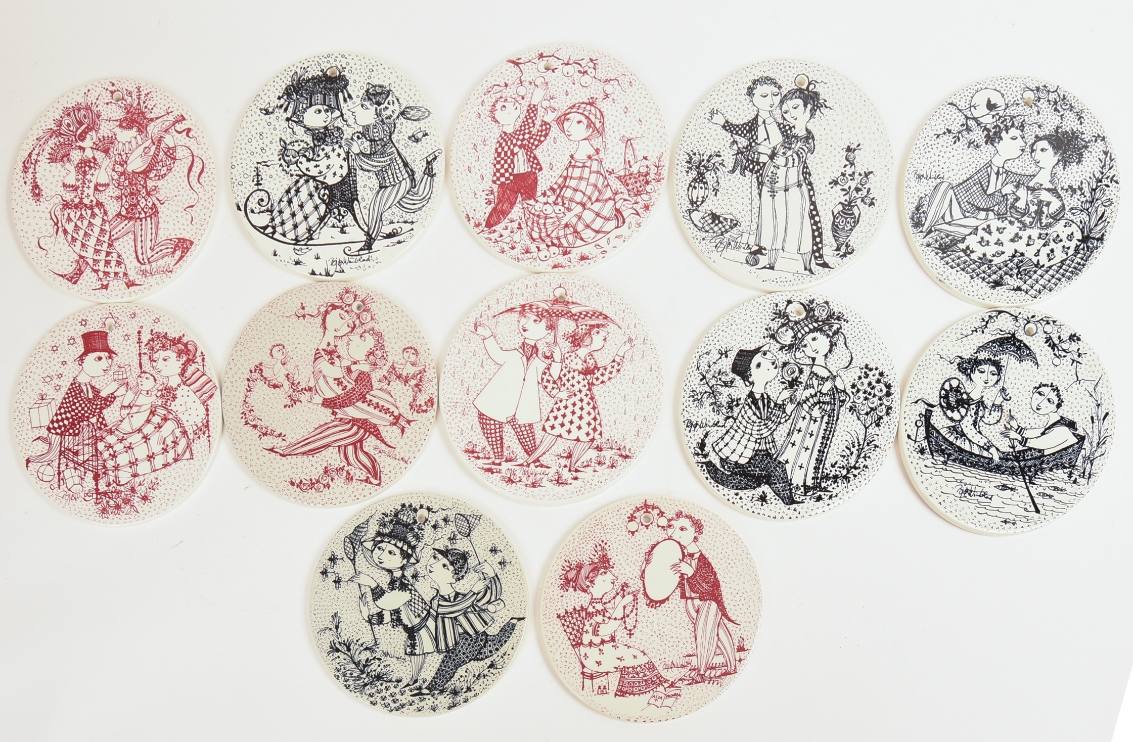 Twelve Bjorn Wiinblaad For Nymolle Denmark Months Plaques.