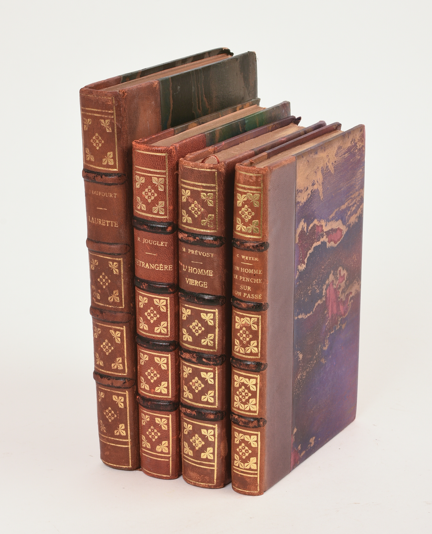 Four French Leather Bound Books.