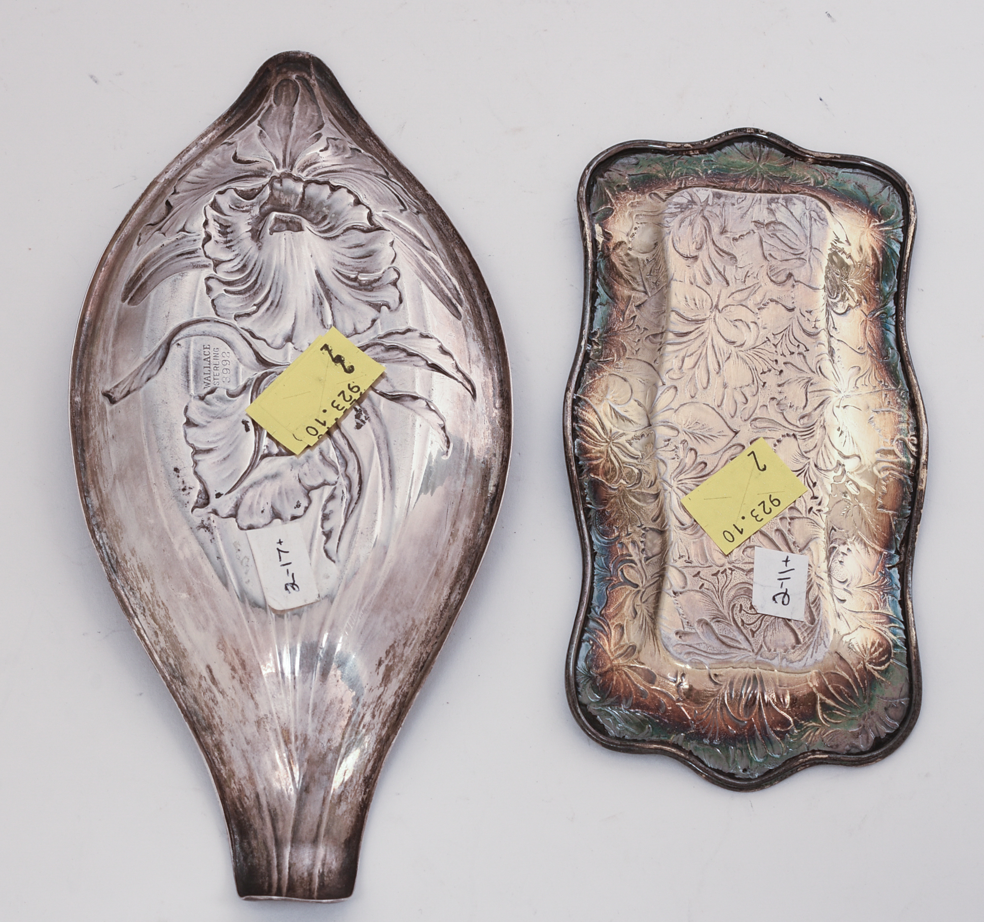 Two Art Nouvea Sterling Silver Trays.