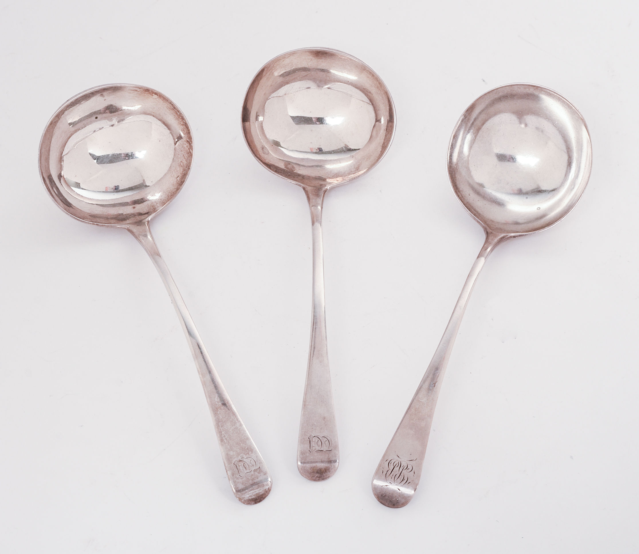 Three London Georgian Silver Ladles.