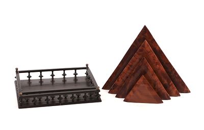 Burlwood Letter Holder and a Rosewood Desk Tray. Tray 8 x 6.5 inches.