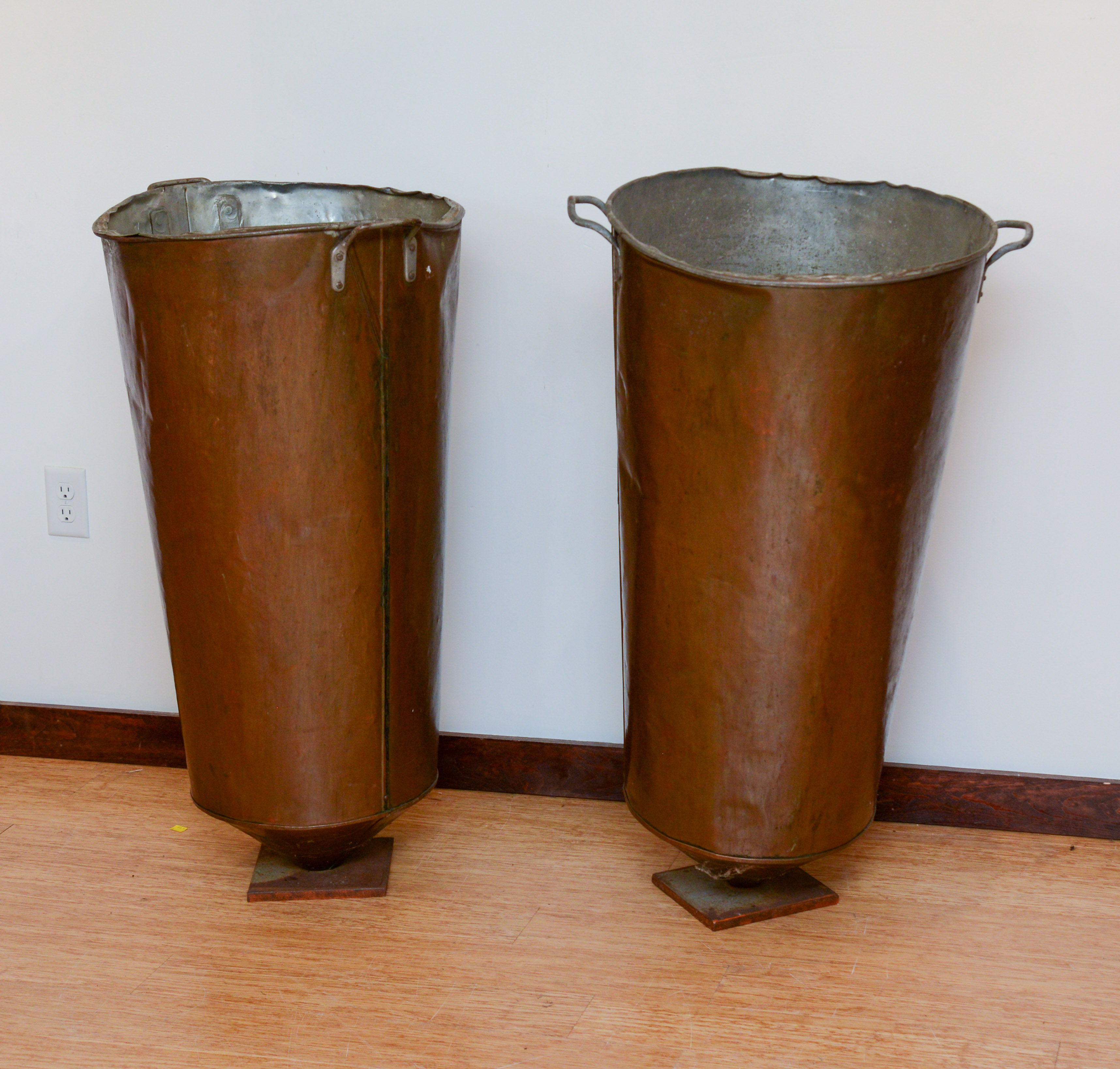 Pair of Large Continental Copper Vessels.