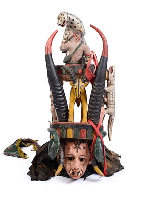Large African Tribal Headdress. Height 41 inches. Some losses.