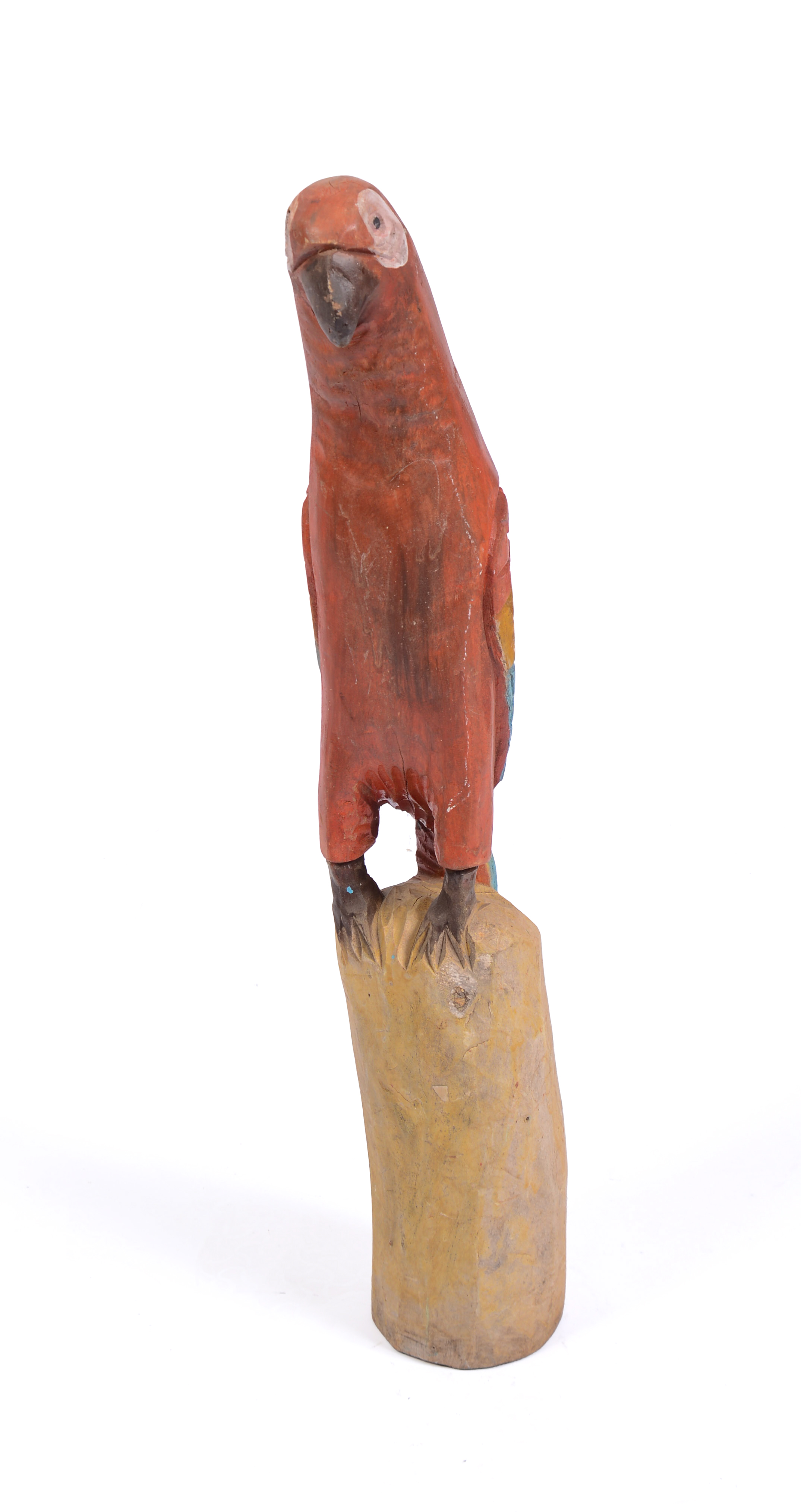 Carved Wooden Sculpture of a Parrot.