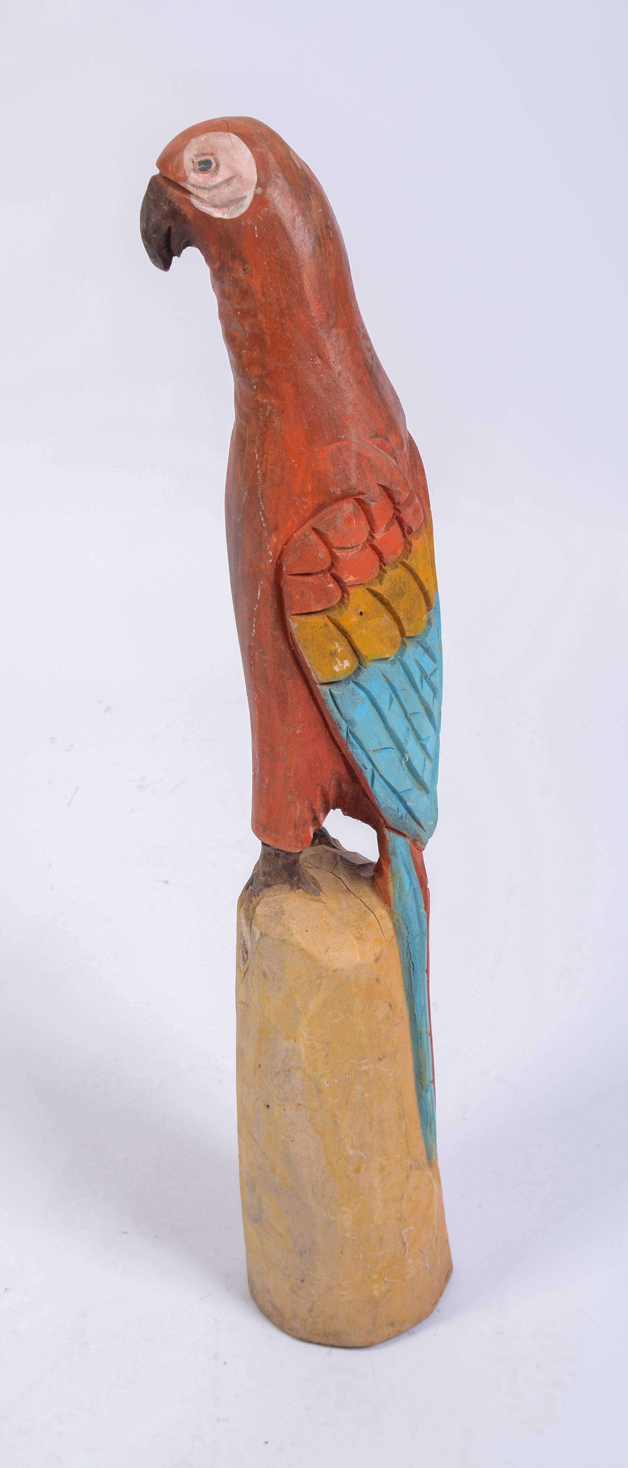 Carved Wooden Sculpture of a Parrot.