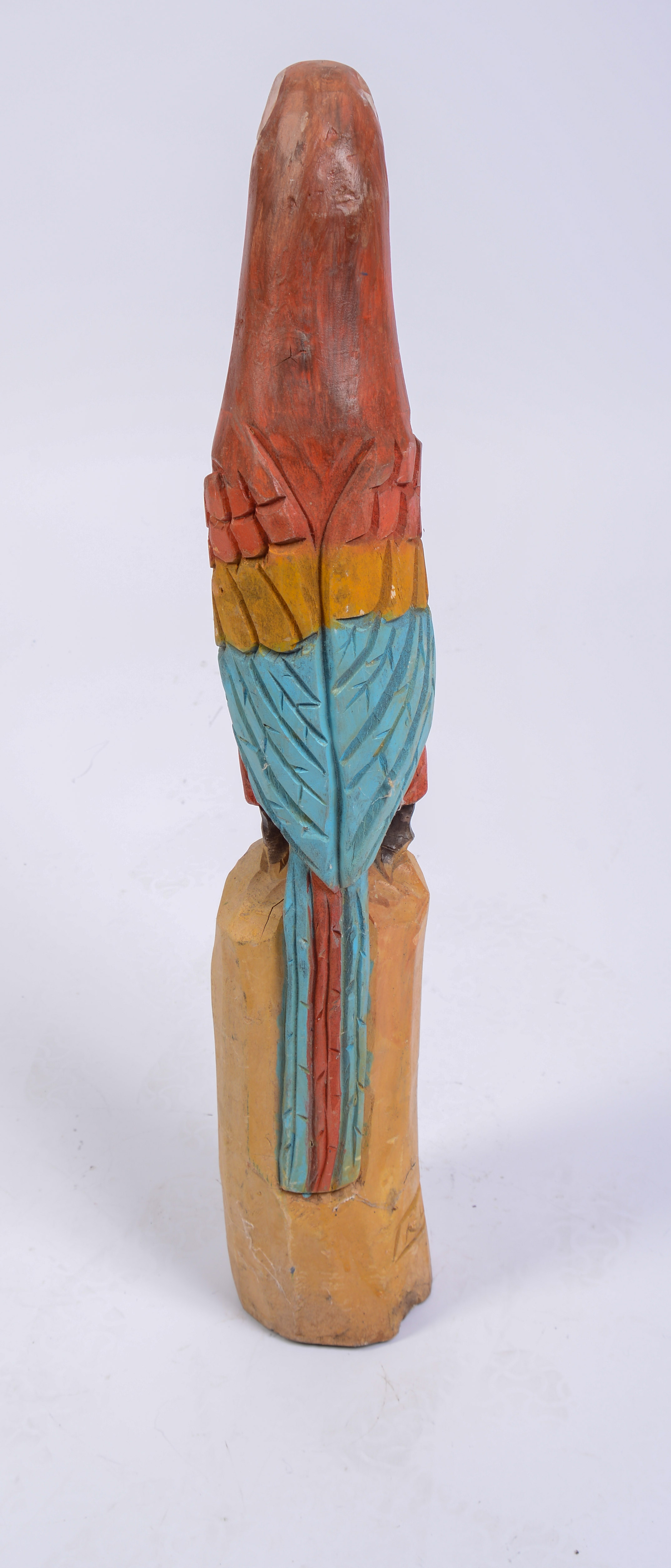 Carved Wooden Sculpture of a Parrot.