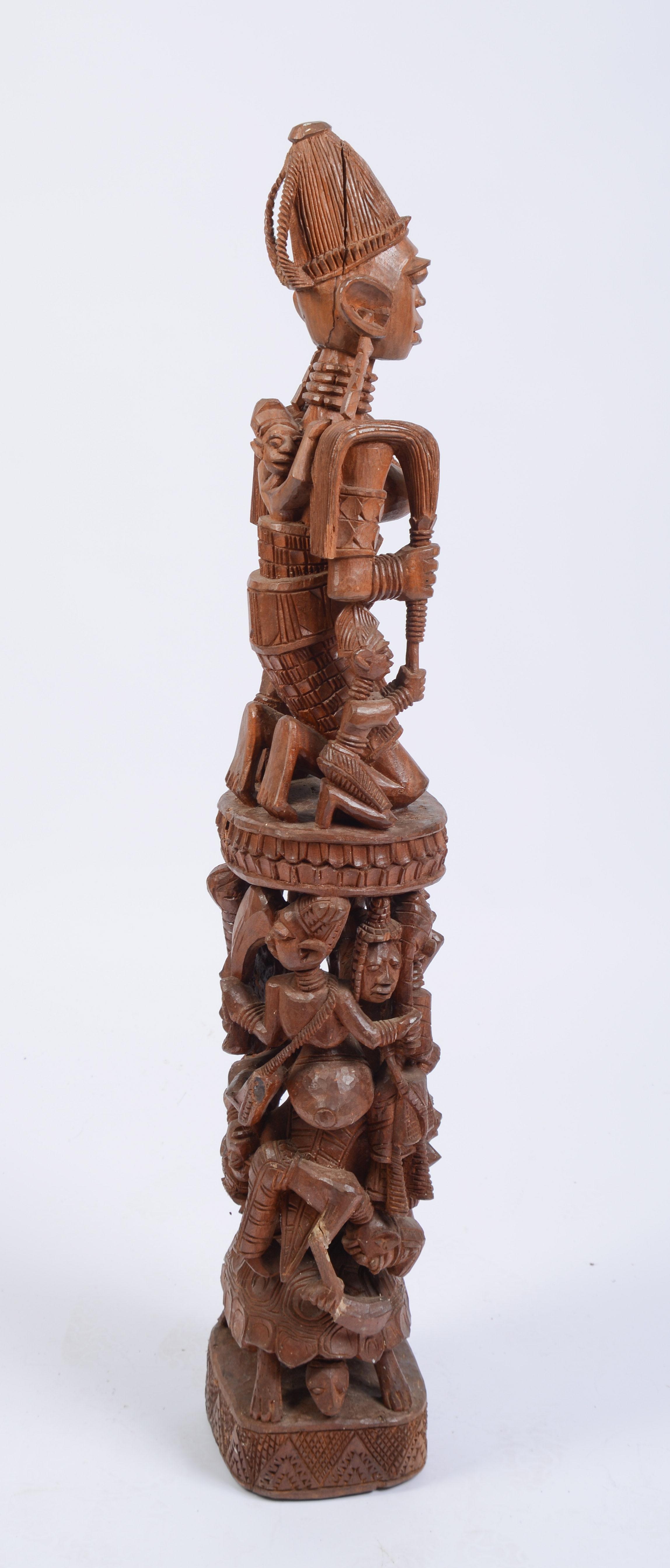 African Carved Wooden Sculpture With Figures.