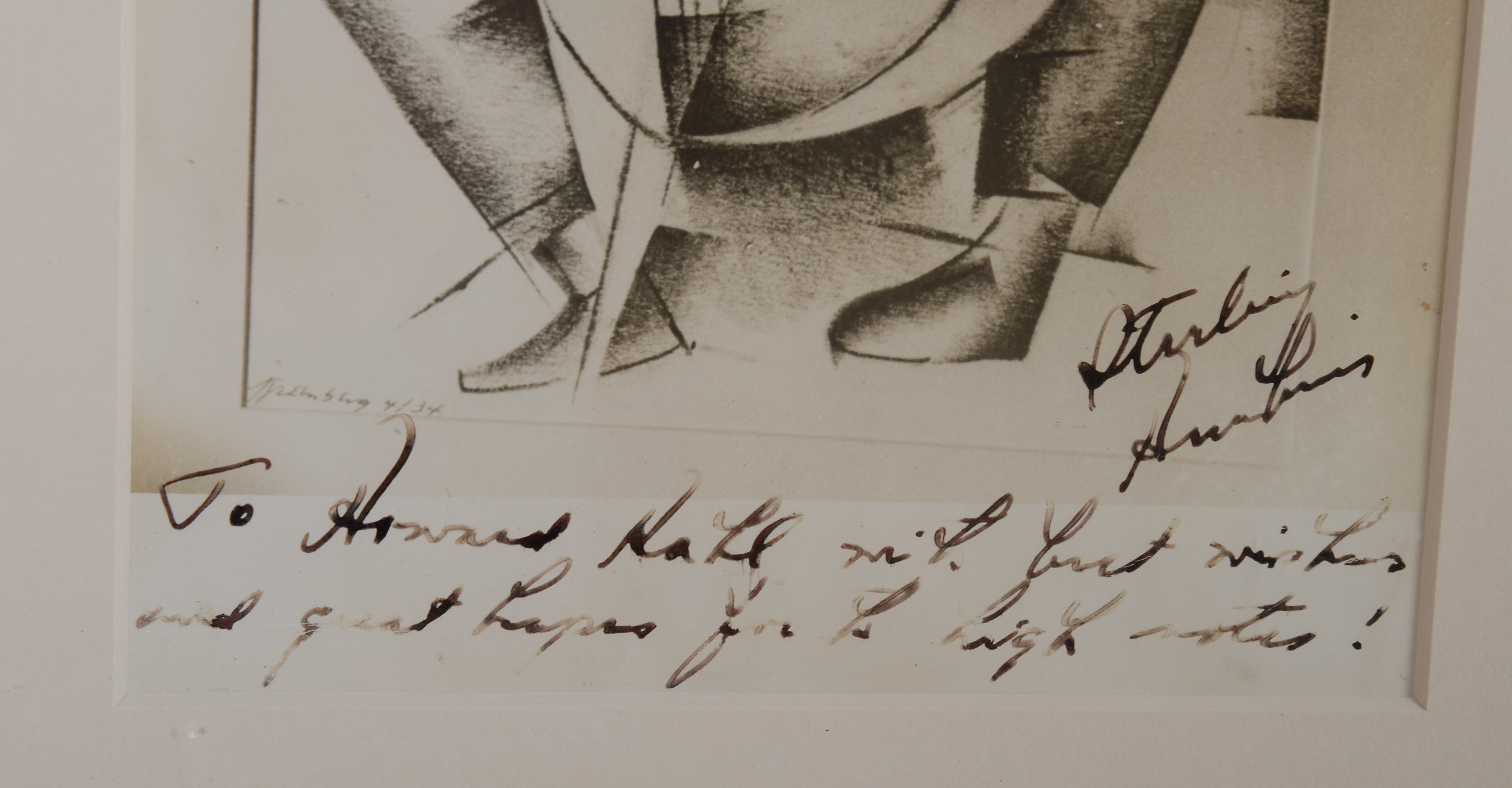 Signed Cubist Print of a Man Playing a Cello.