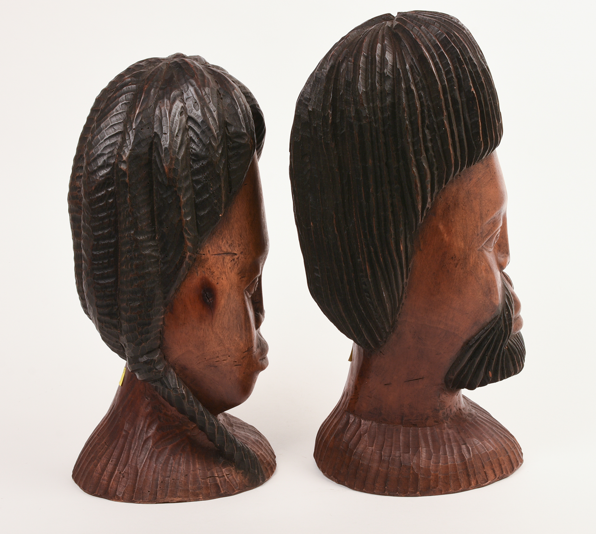 Pair of African Carved Hardwood Busts.