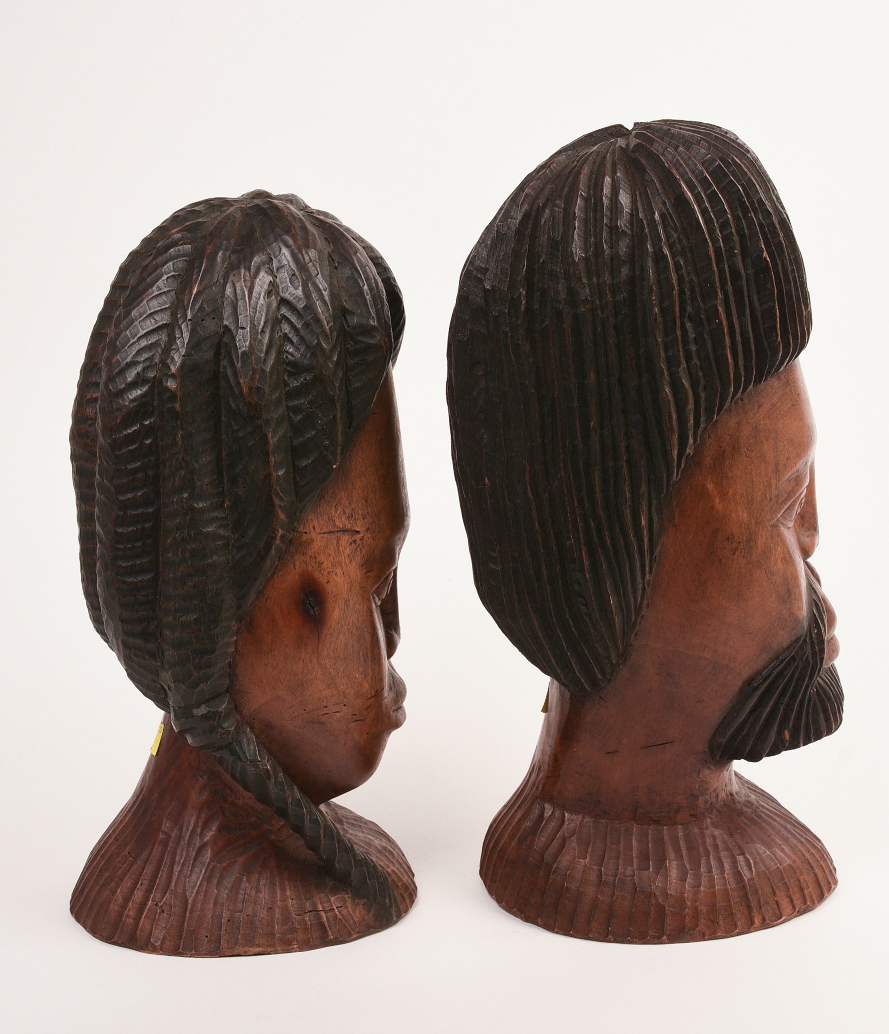 Pair of African Carved Hardwood Busts.