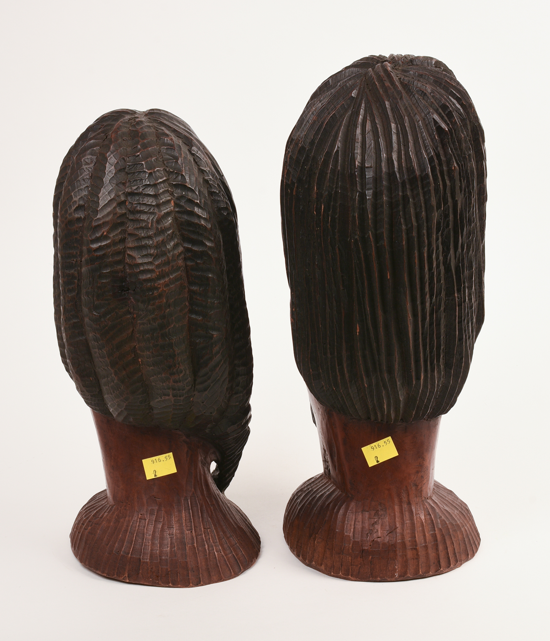 Pair of African Carved Hardwood Busts.