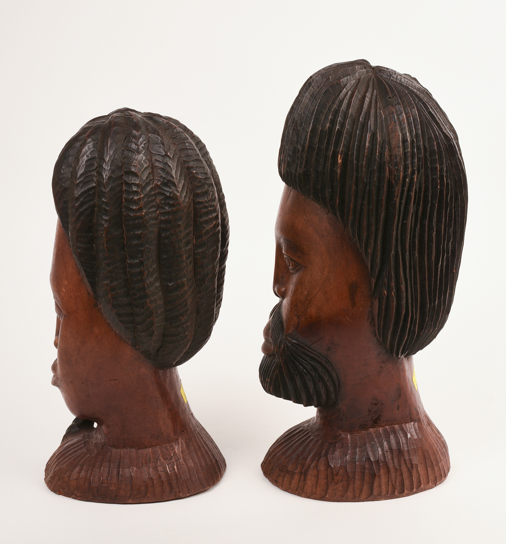 Pair of African Carved Hardwood Busts.