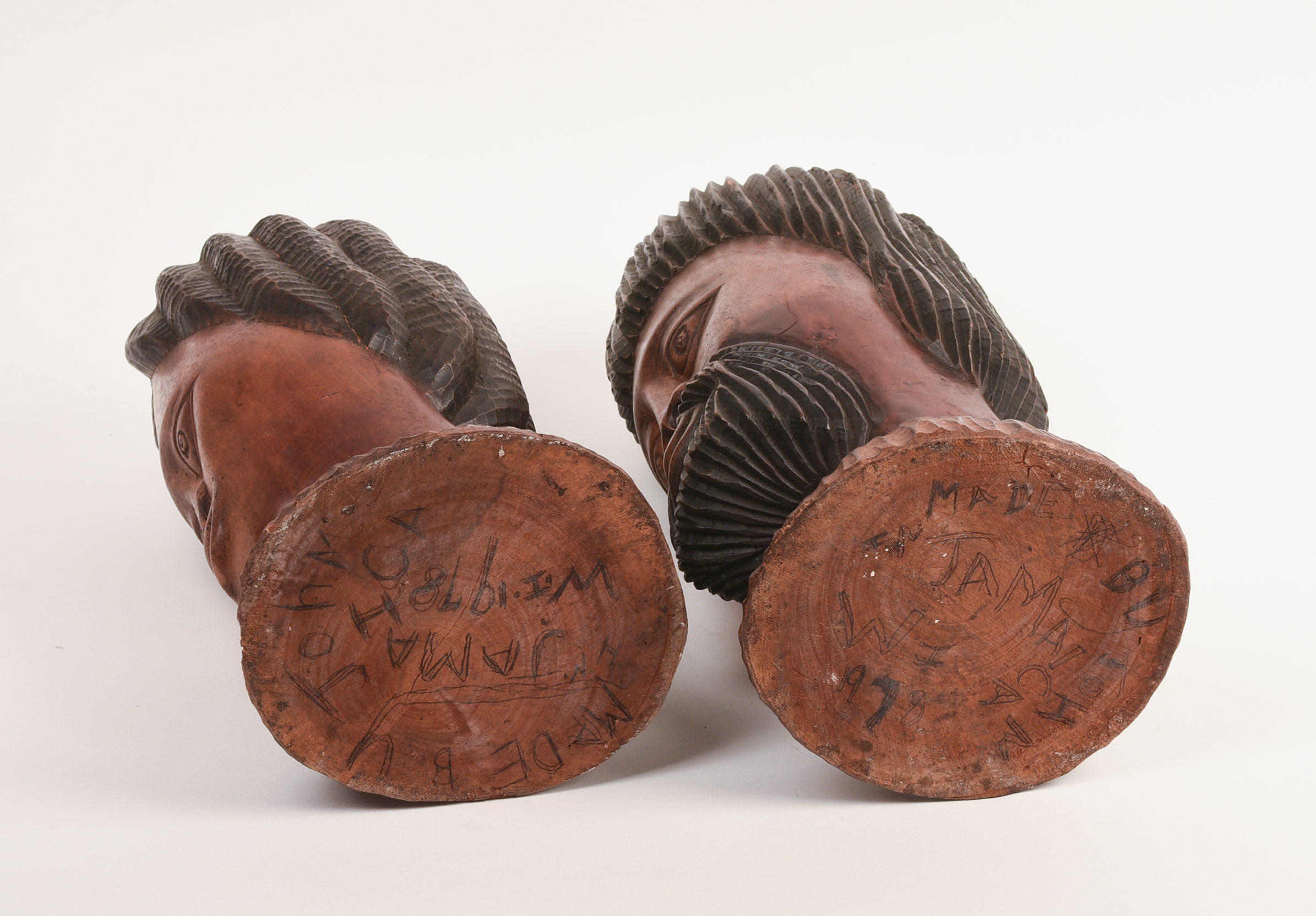 Pair of African Carved Hardwood Busts.