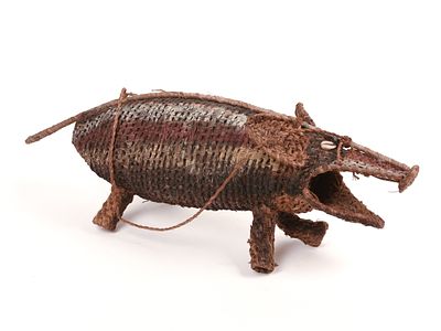 African Woven Warthog Figure. Length 20 inches.
