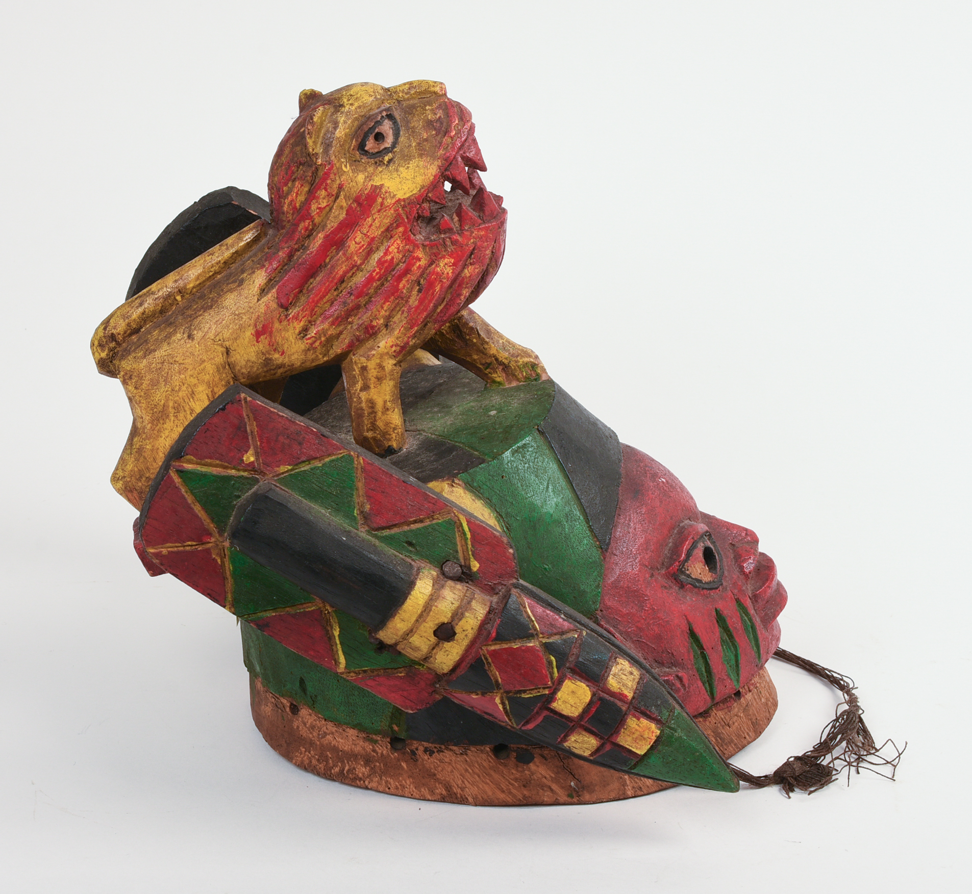 African Carved Mask With Lion.