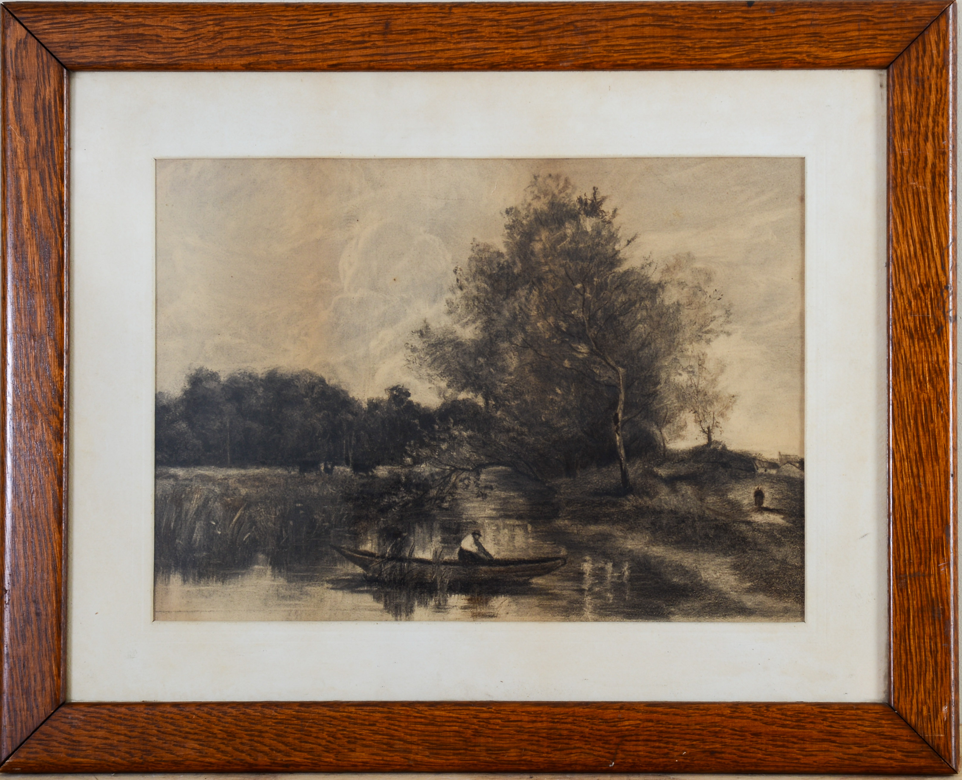 19th Century French Barbizon School Drawing.
