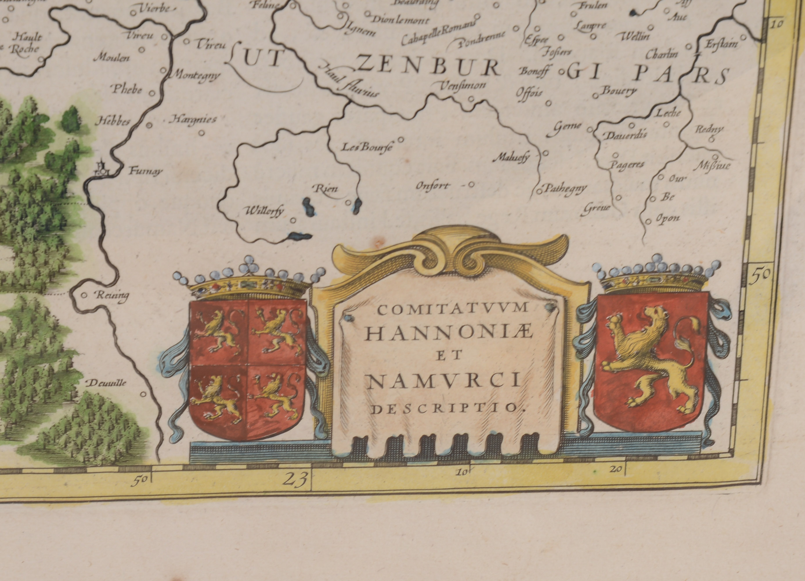 Willem Blaeu Map of Belgium. 'Hannonia et Namurcic.'