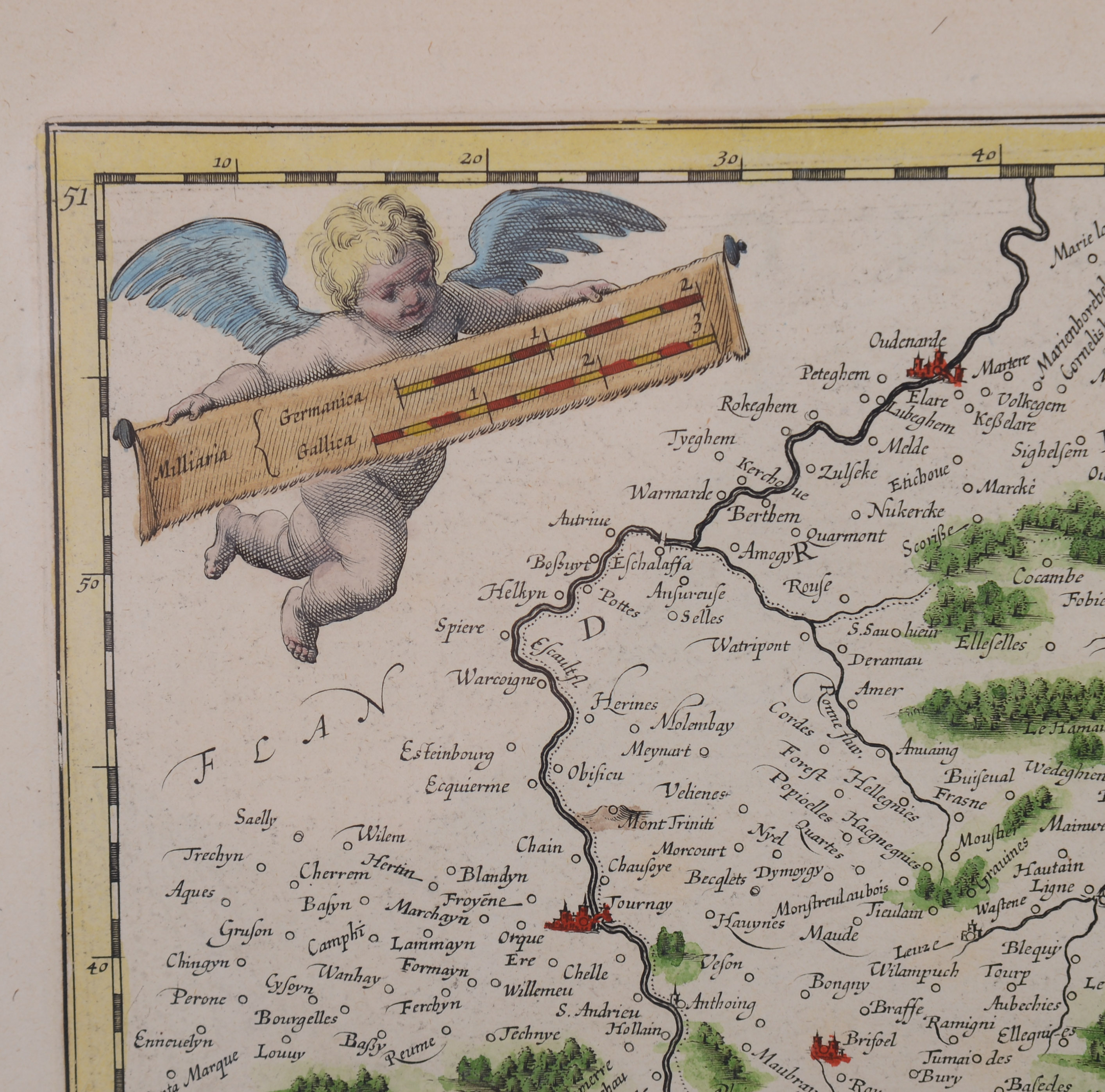 Willem Blaeu Map of Belgium. 'Hannonia et Namurcic.'