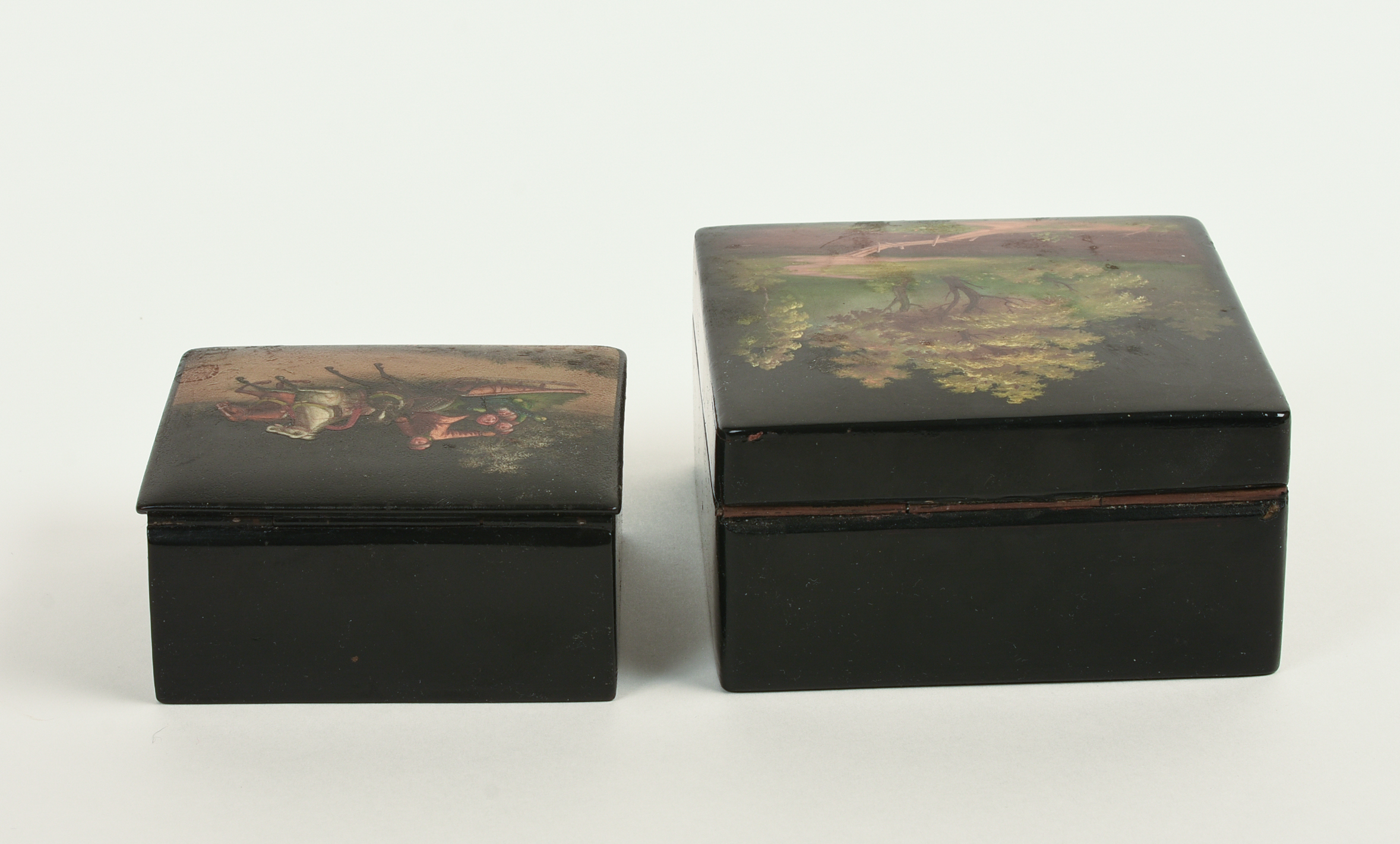 Two Russian Lacquer Boxes. Both signed.