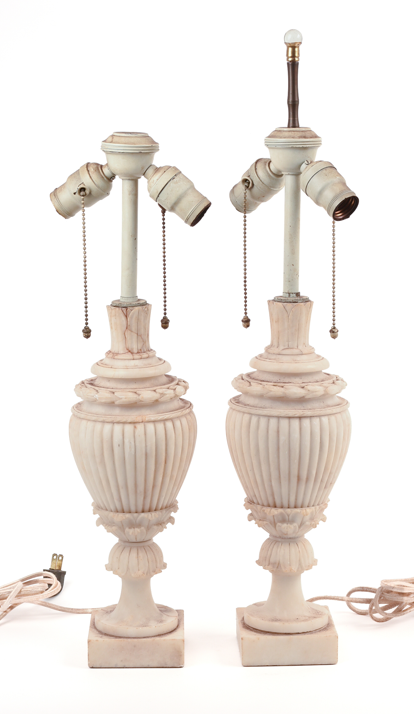 Pair of Fine Carved Italian Alabaster Lamps