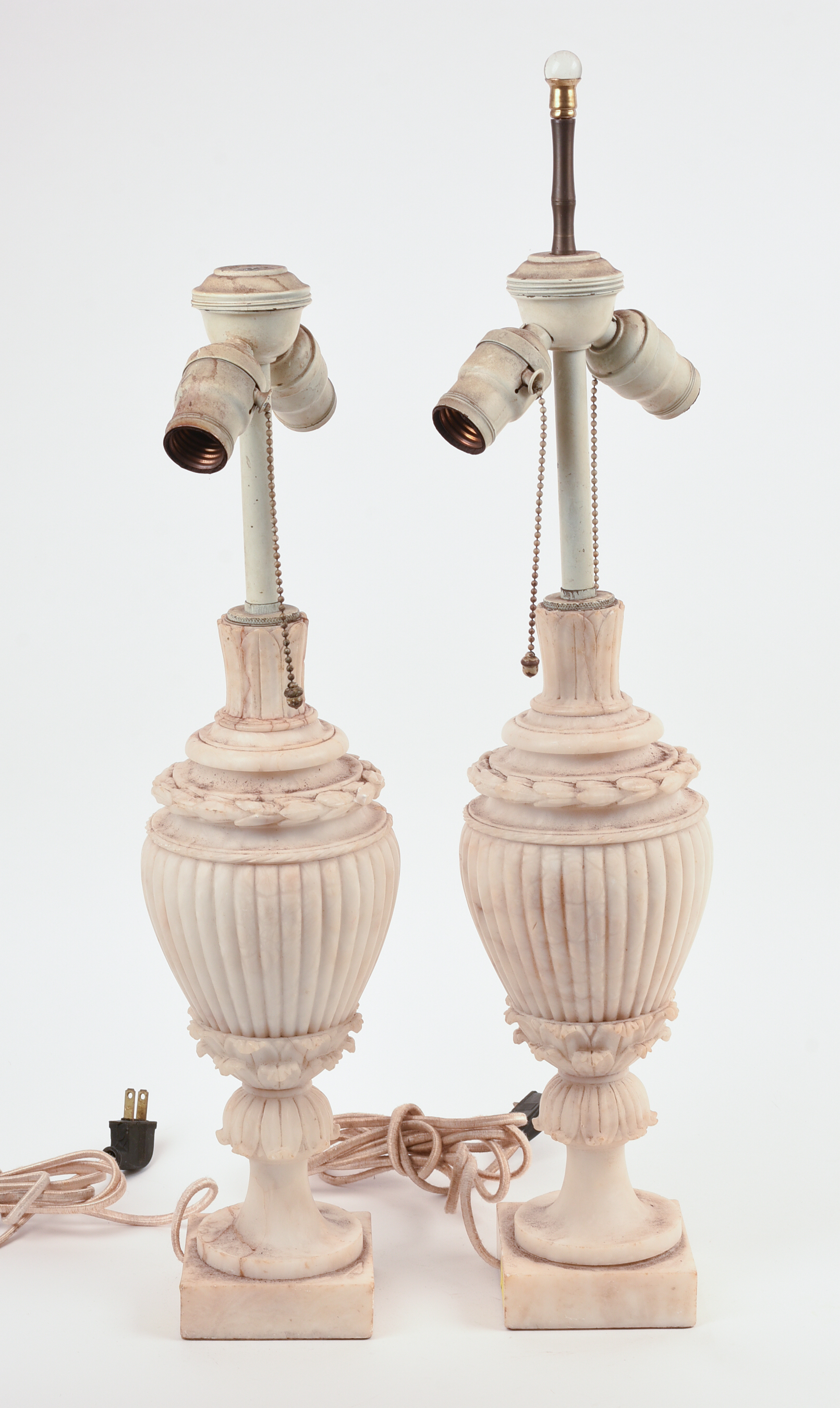 Pair of Fine Carved Italian Alabaster Lamps