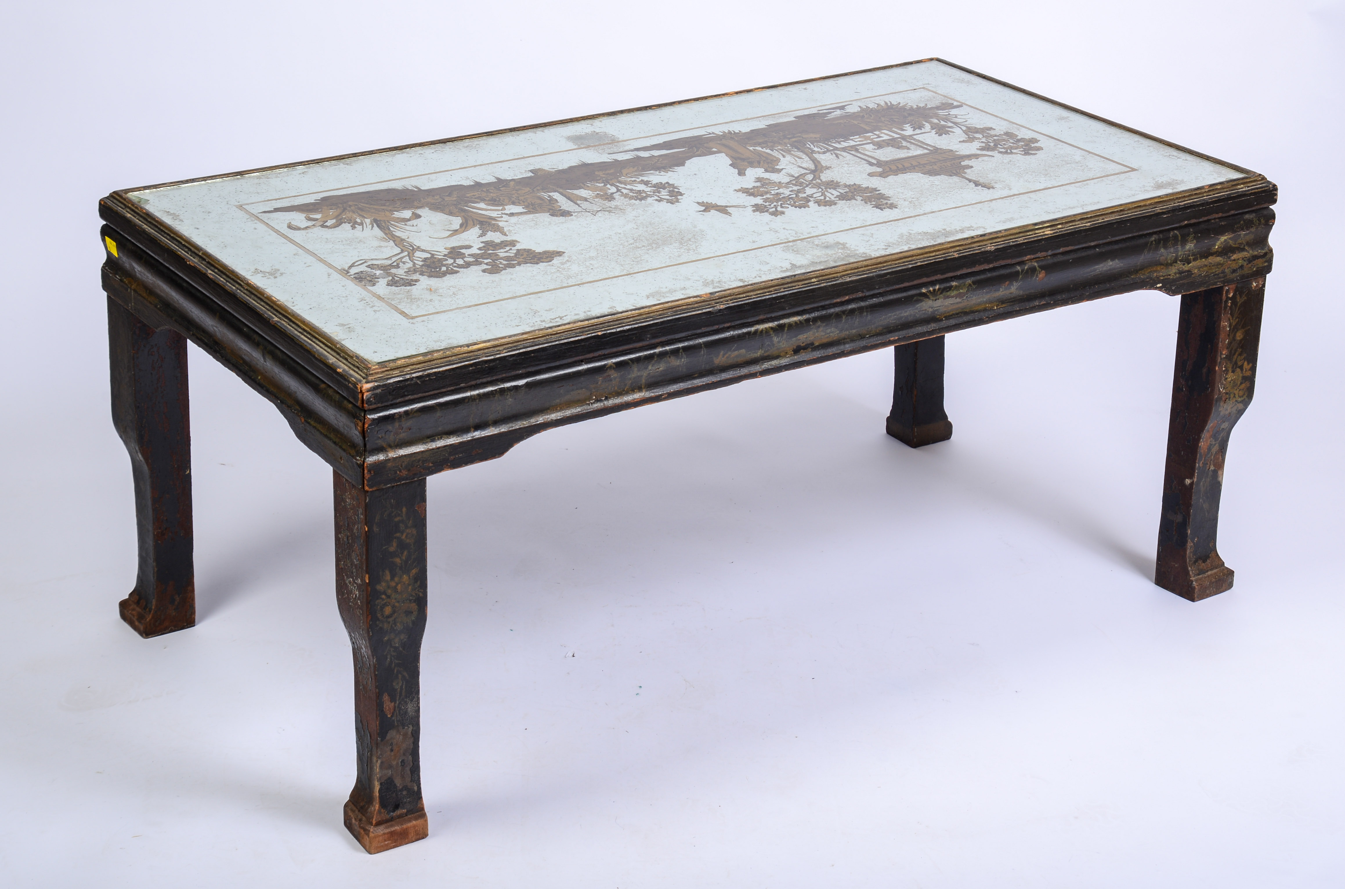Chinoserie Mirrored Glass Top Table