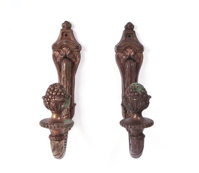 Pair of French Bronze Curtain Hooks. Length 8 inches.