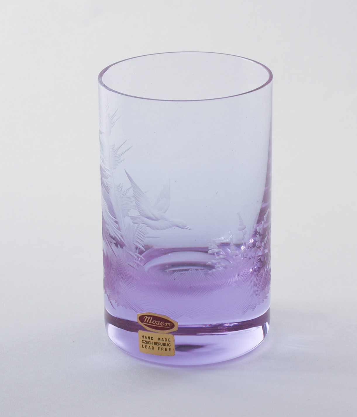 Lavender Moser Glass Etched Glass Tumbler