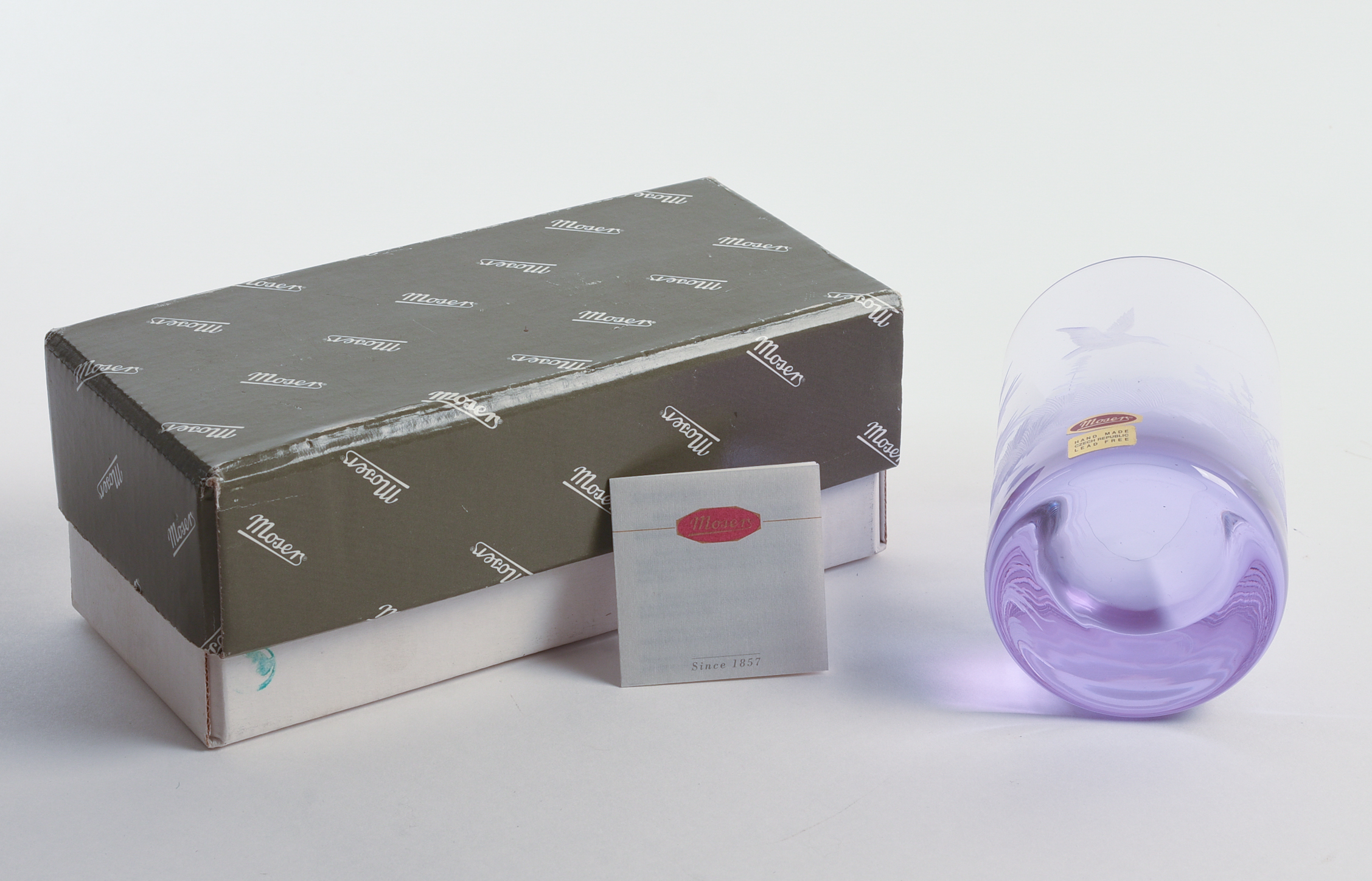 Lavender Moser Glass Etched Glass Tumbler