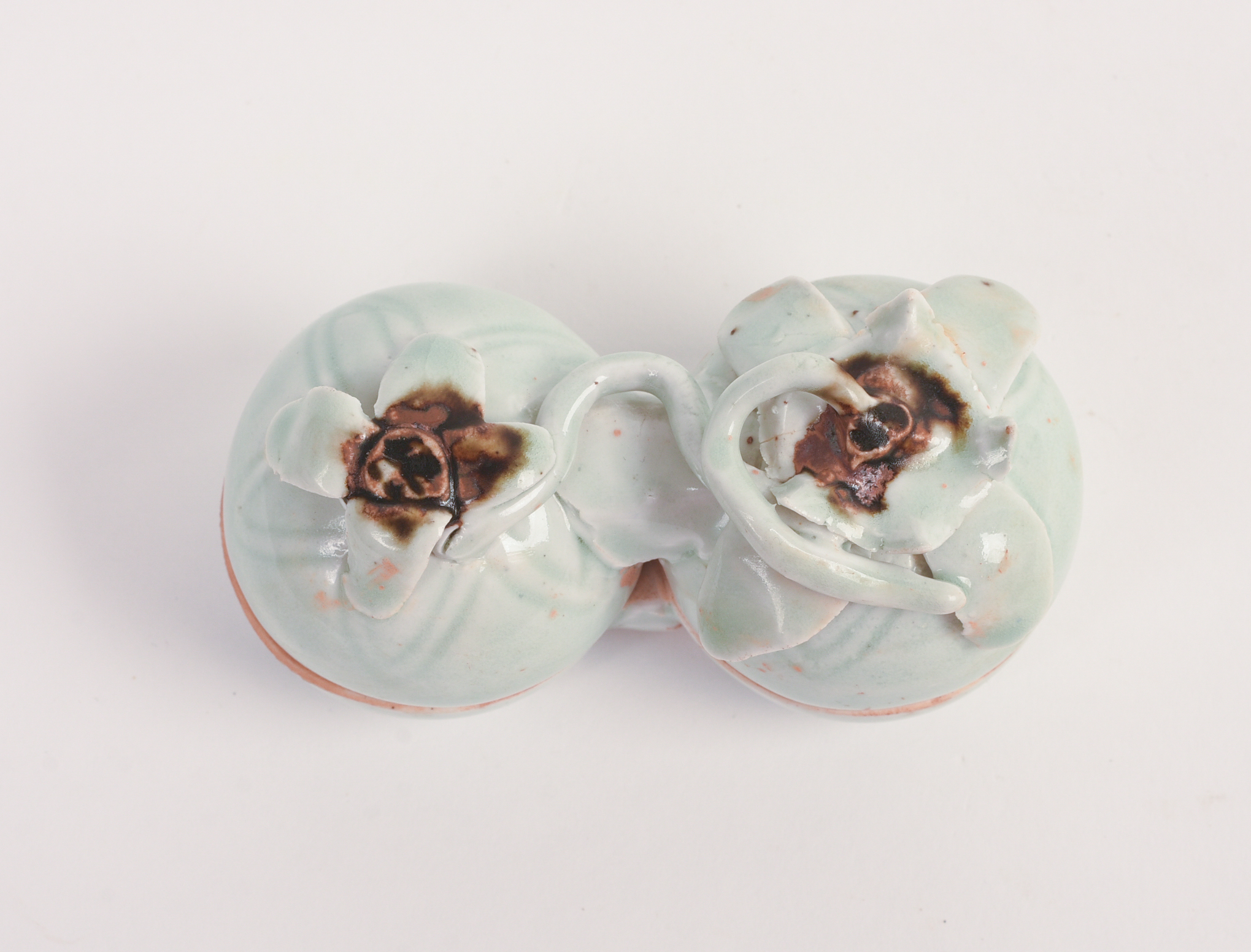 Chinese Glazed Ceramic Double Persimmon Box