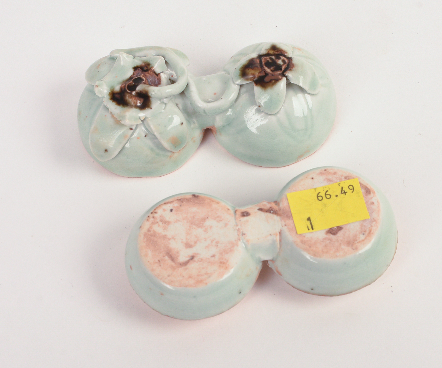 Chinese Glazed Ceramic Double Persimmon Box