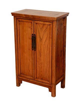 Small Chinese Two Door Cabinet. Height 40 inches, width 24 inches, depth 12 inches.