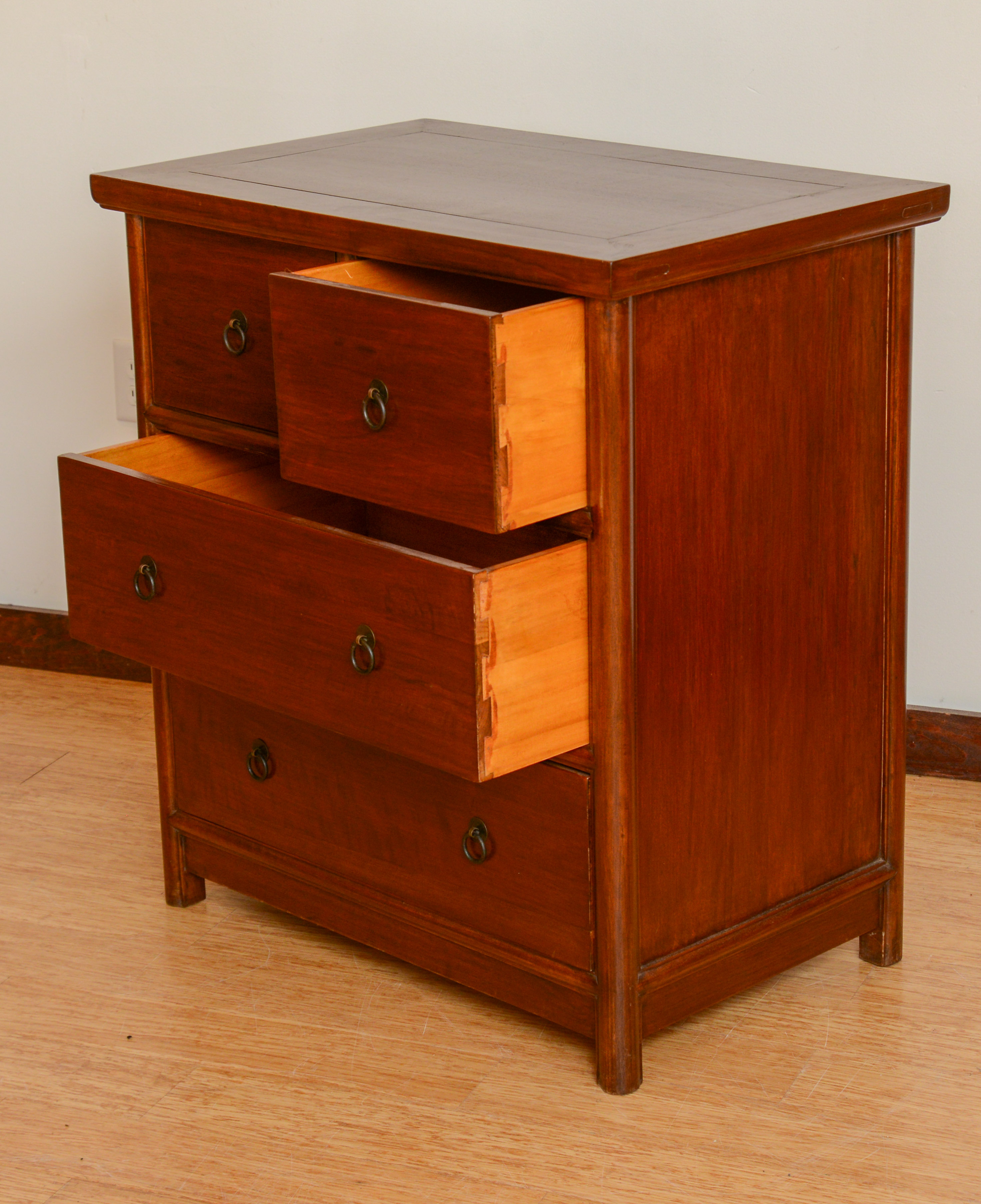 Contemporary Four Drawer Hardwood Chest.
