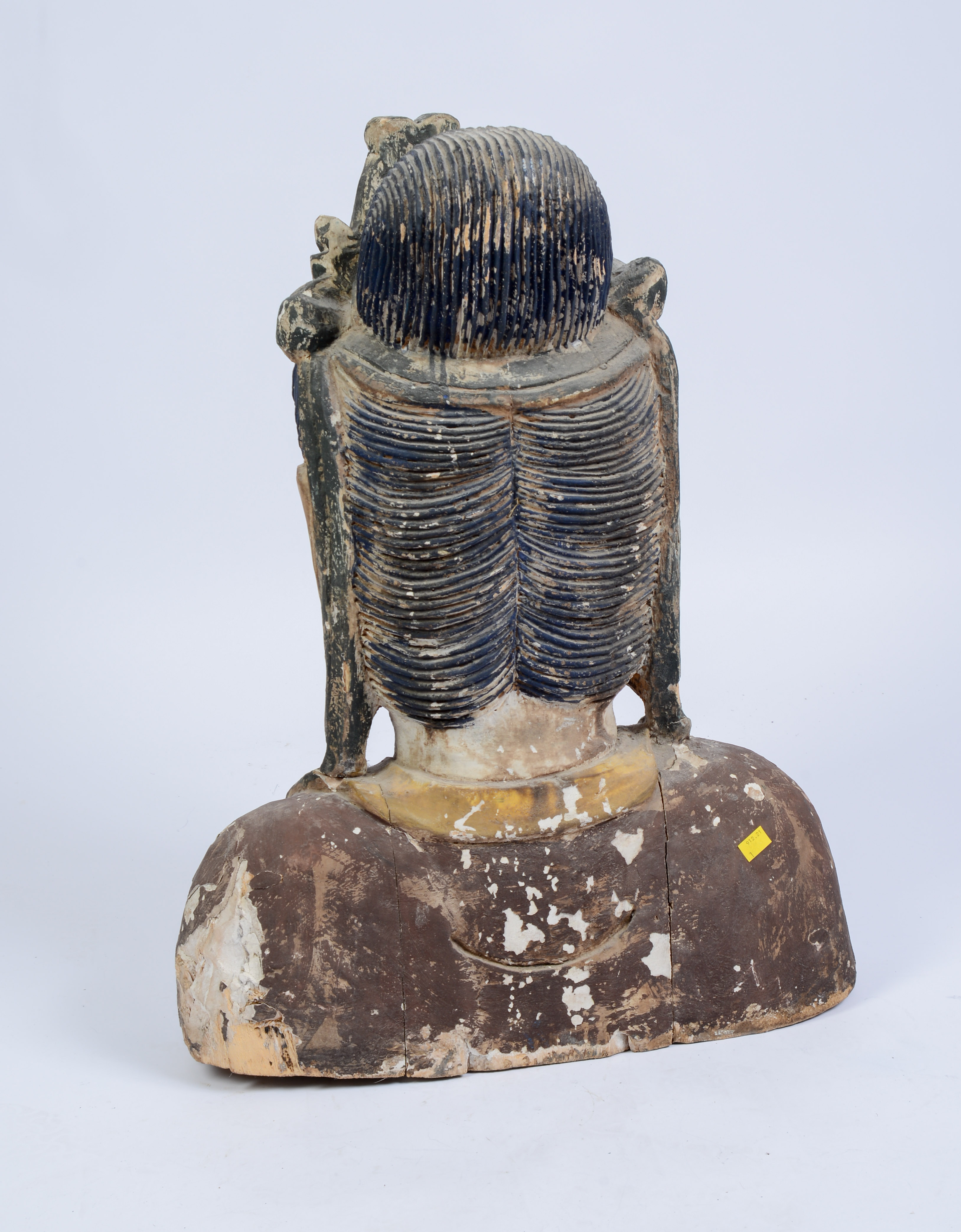 Large Carved Wooden Bust of a Bodhisattva.