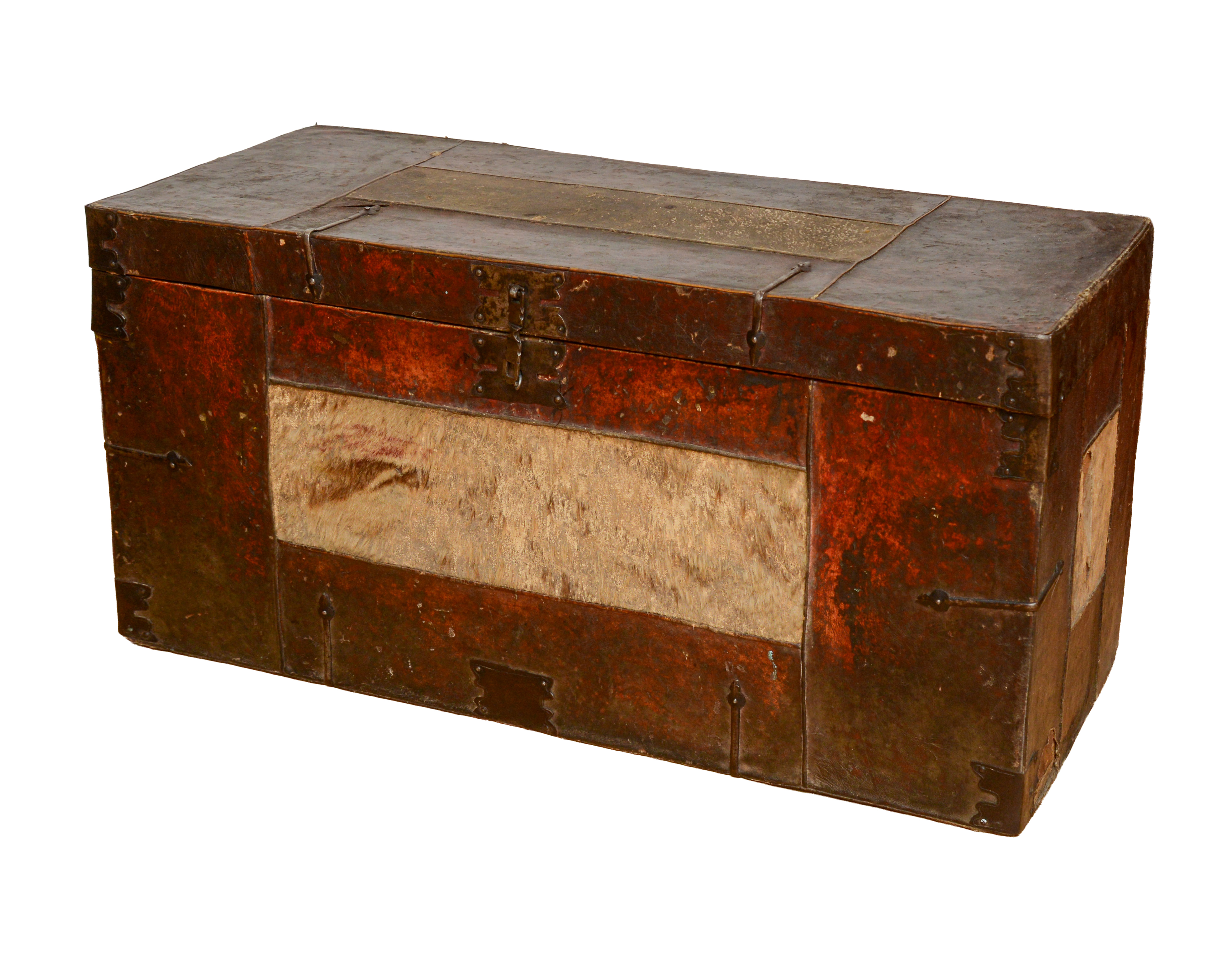 Asian Leather Bound Trunk.