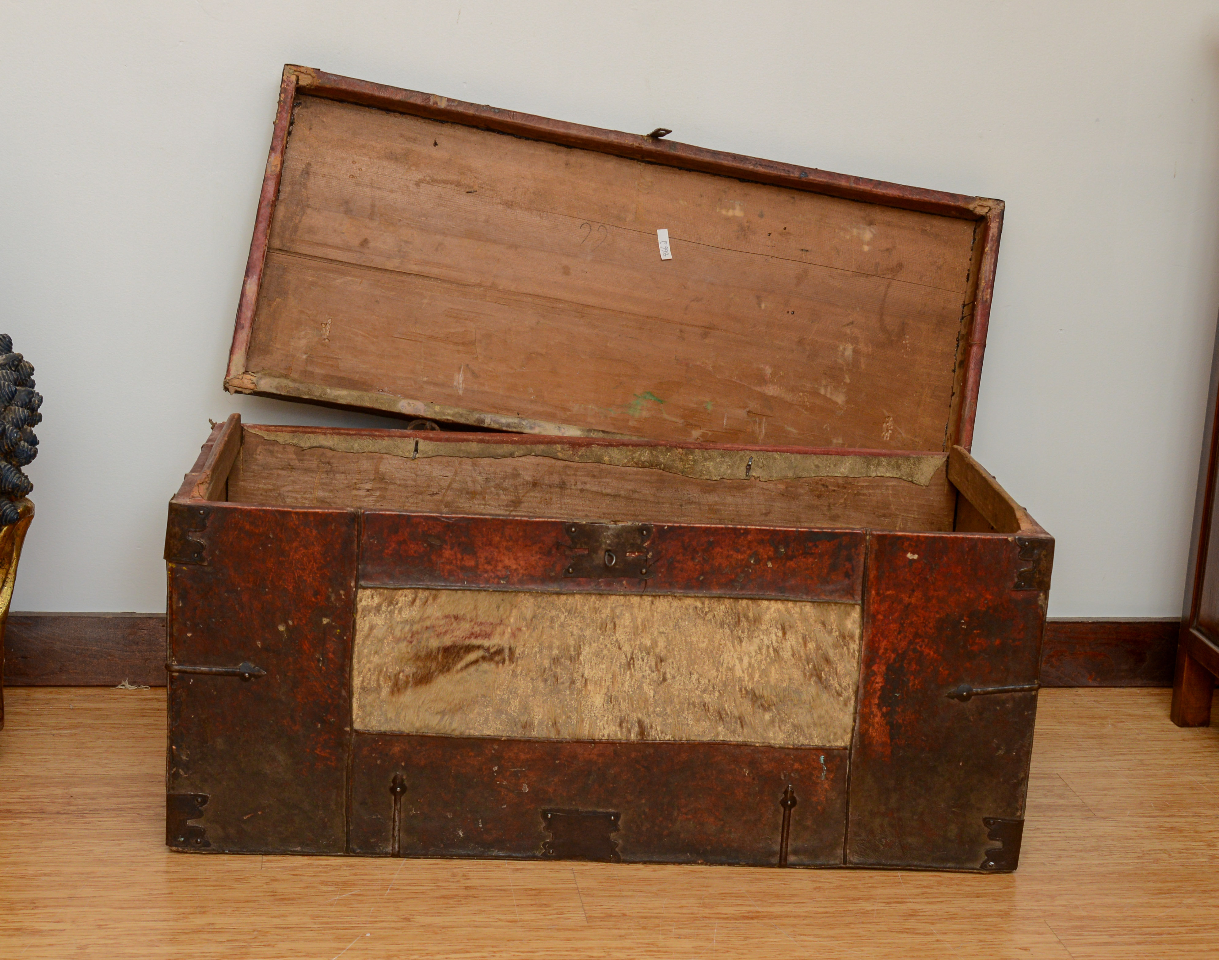 Asian Leather Bound Trunk.